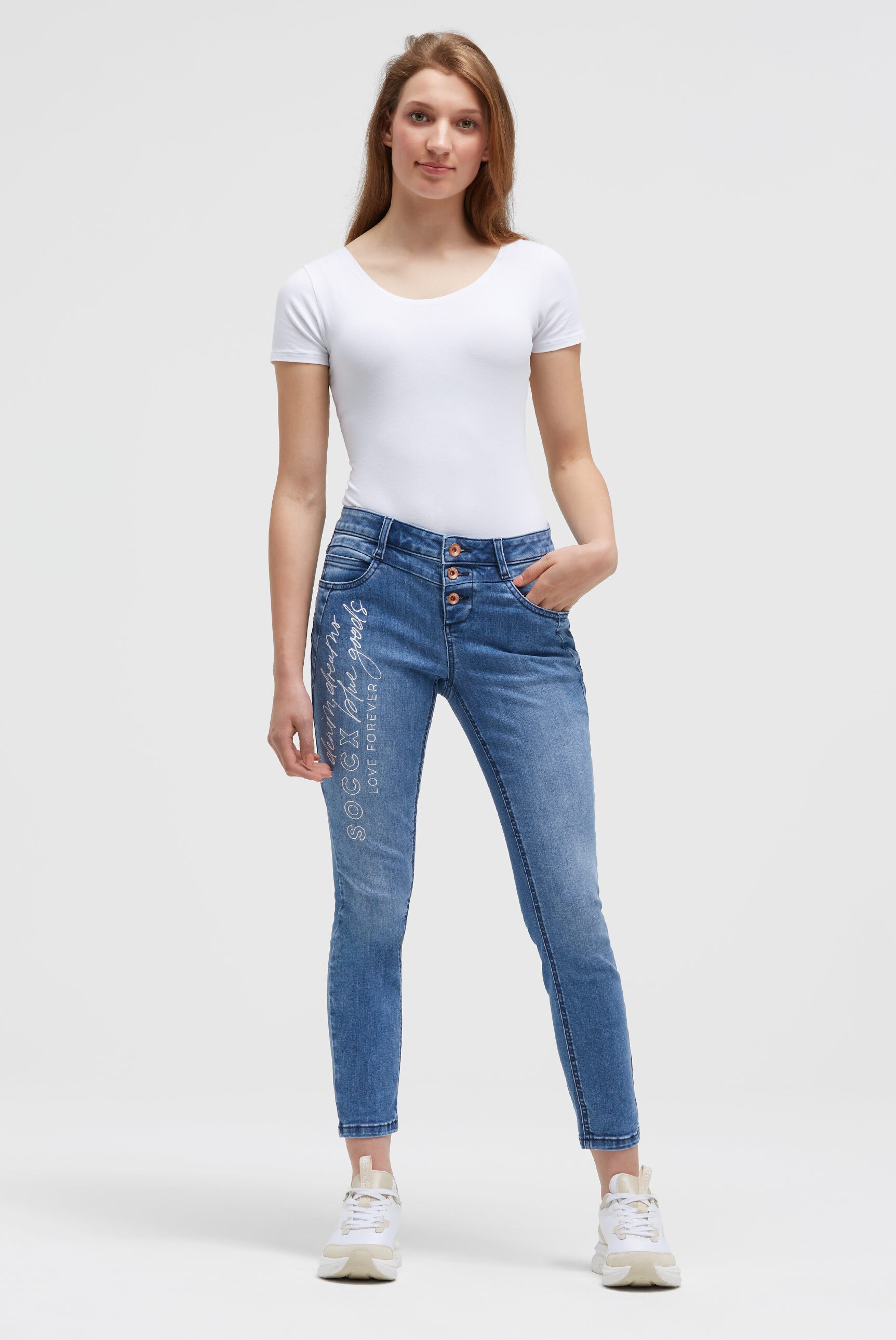 SOCCX Slim-fit-Jeans mit normaler Leibhöhe