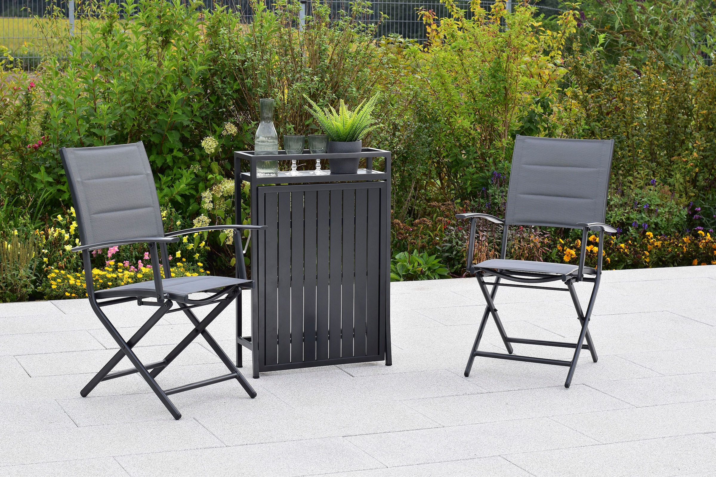 MERXX Balkonset »»Florenz««, (Set, 3 tlg.), Tischplatte aus Aluminium