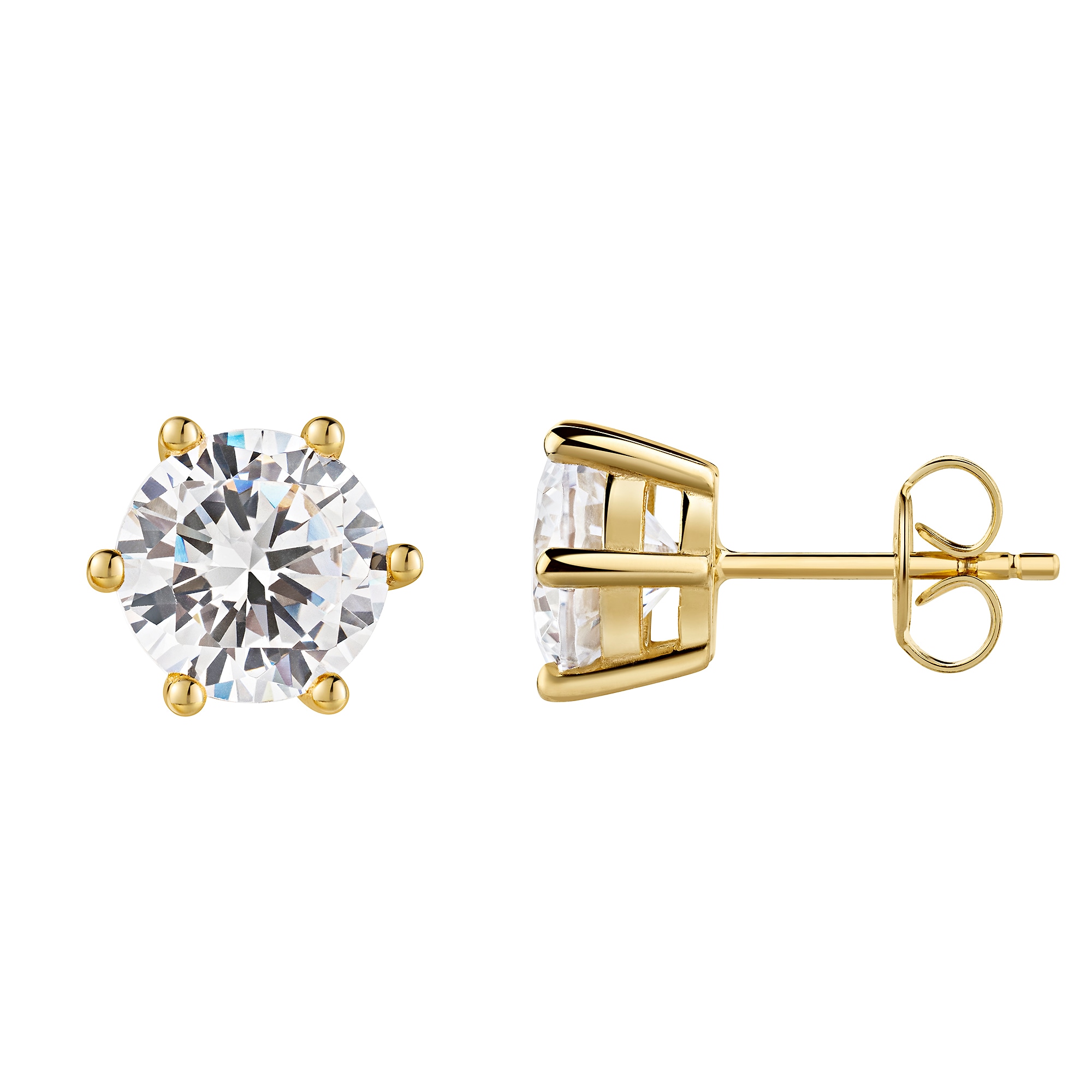 Paar Ohrstecker FIRETTI "Schmuck Geschenk Silber 925 Ohrschmuck Ohrringe Solitär" Gr. 9, gelbgoldfarben, kristallweiß, kristallweiß, Ohrringe, Damen, 9, Silber 925 (Sterlingsilber), mit Zirkonia (synth.)