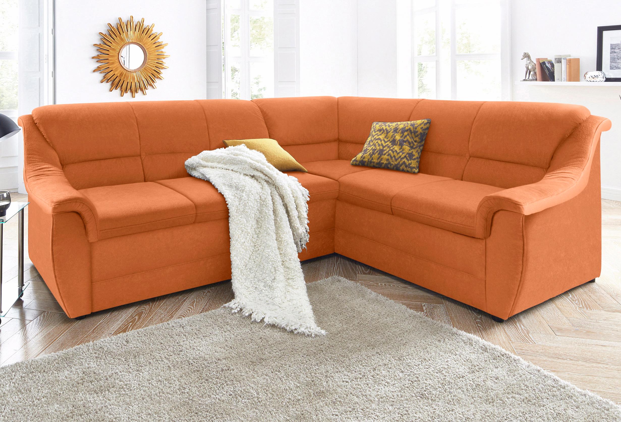 DOMO collection Ecksofa "Lale zeitlose Formensprache, komfortabel, Breite 251cm, L-Form" mit langem Schenkel, wahlweise mit Bettfunktion