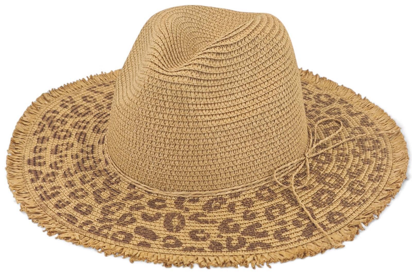 styleBREAKER Sonnenhut "Panama Strohhut mit Leoparden Muster" 1 Stk.