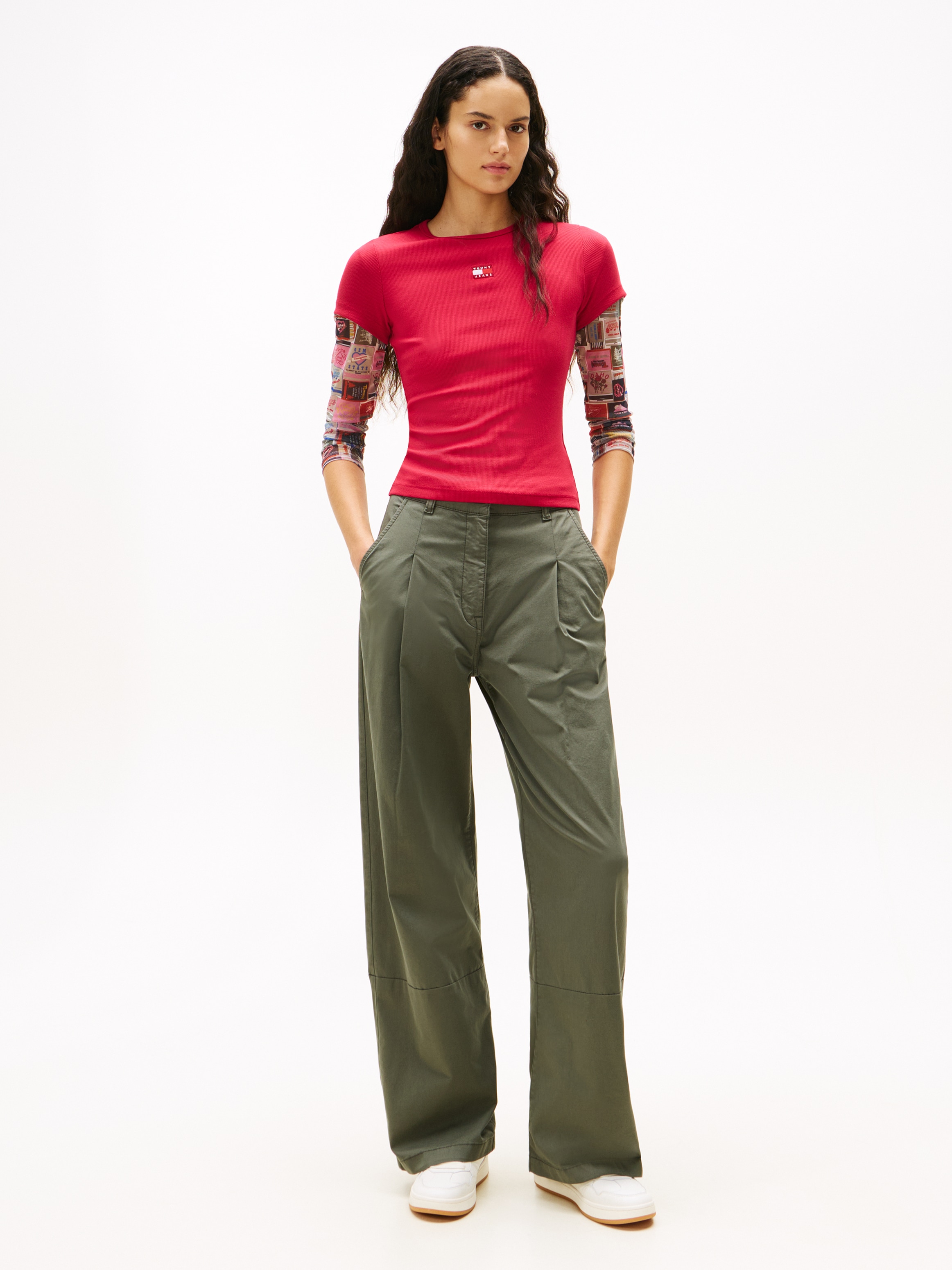 Tommy Jeans T-Shirt »TJW SLIM BADGE RIB TEE«, in Rippoptik