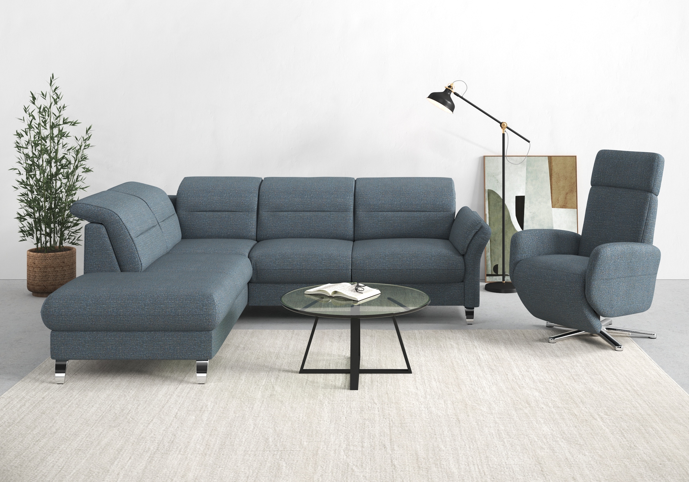 sit&more Ecksofa "Grenoble L-Form mit Federkern" wahlweise mit Schlaffunktion, Bettkasten, Arm- und Kopfteilverstellung