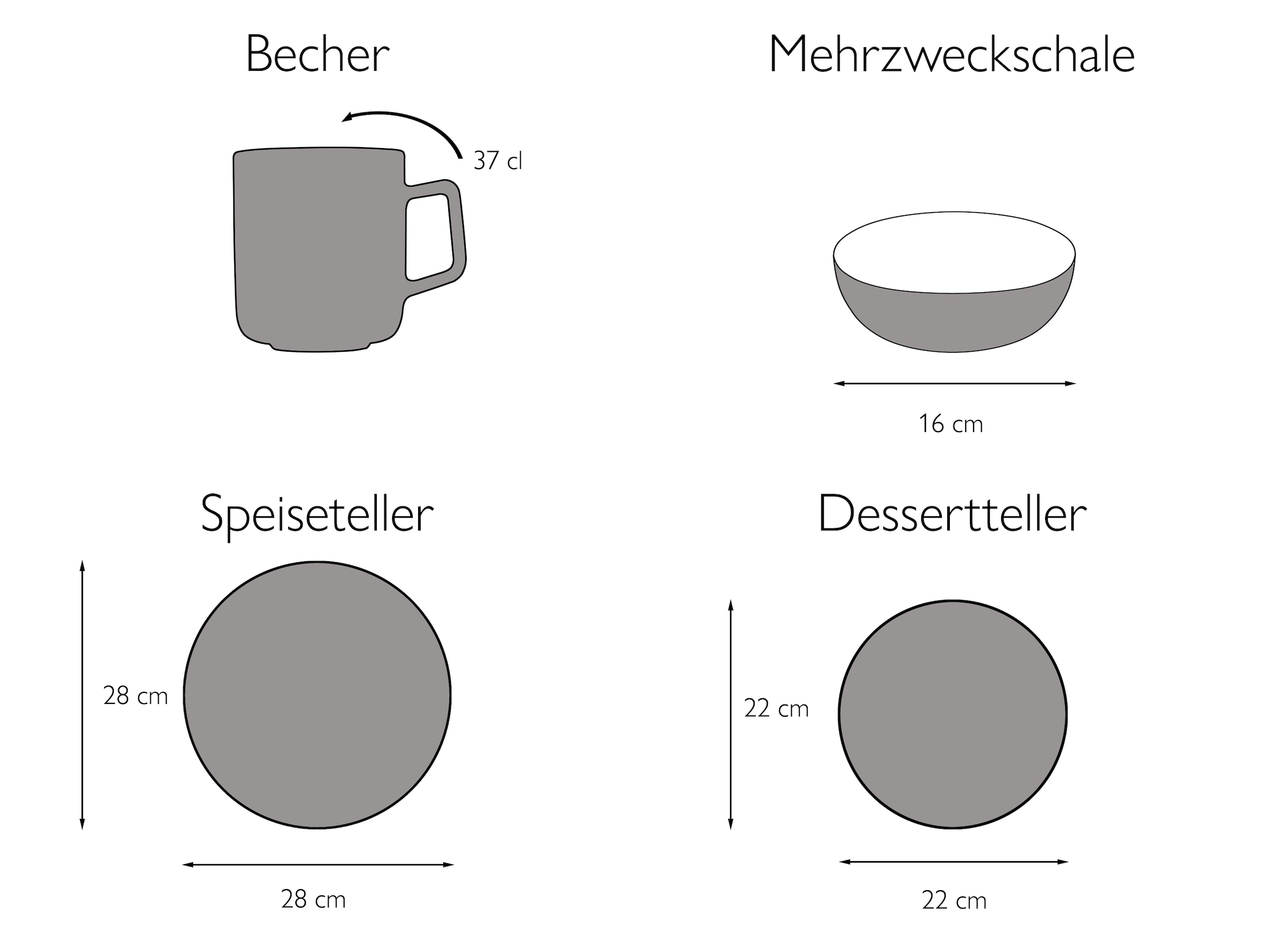 CreaTable Kombiservice »Geschirr-Set Antique«, (Set, 16 tlg., Kaffeeservice und Tafelservice im Set, für 4 Personen), Service, weiß, Trendfarbe Offwhite, 16 Teile, für 4 Personen