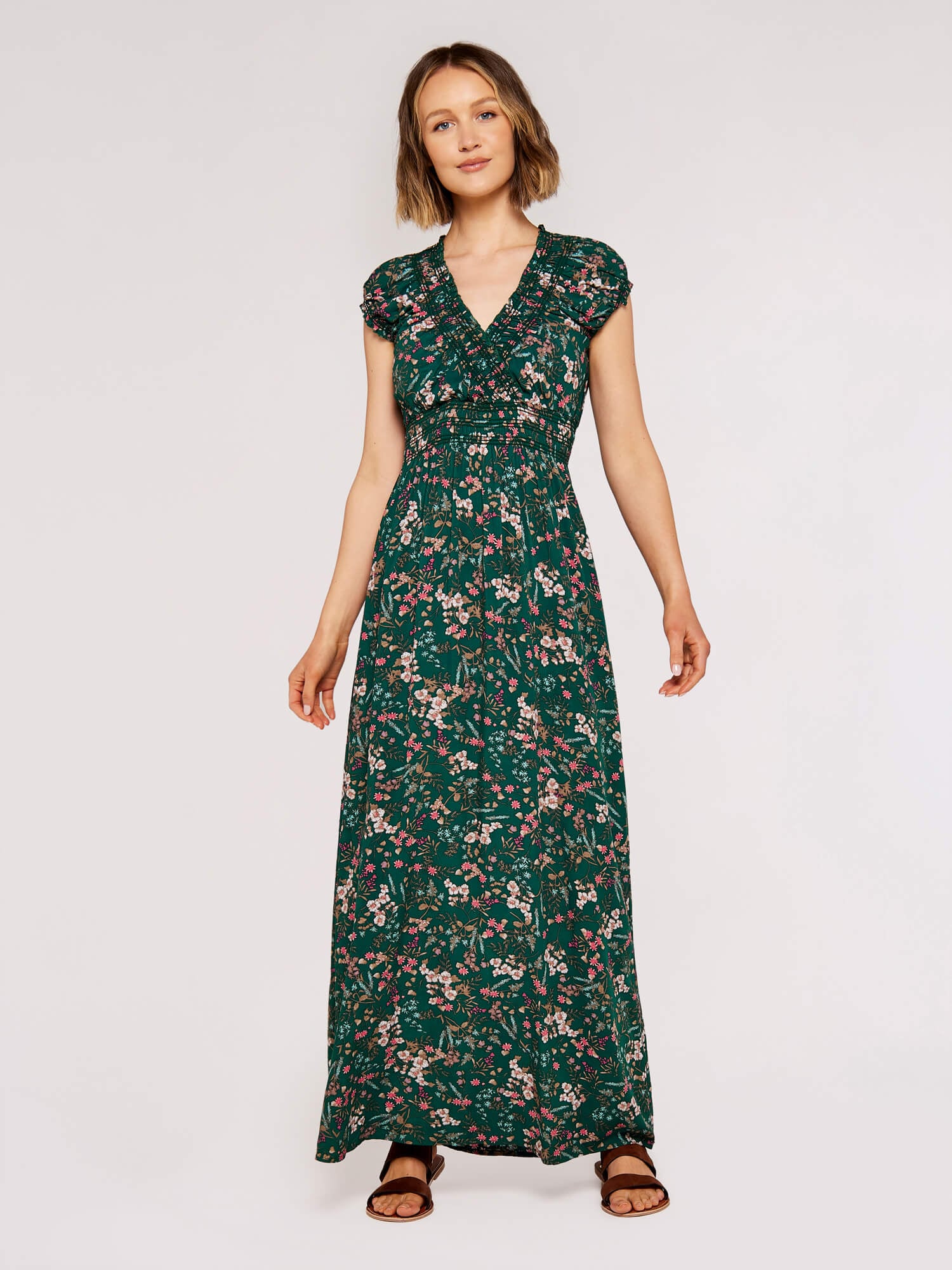 Apricot Maxikleid "Maxikleid" mit Blumenmuster