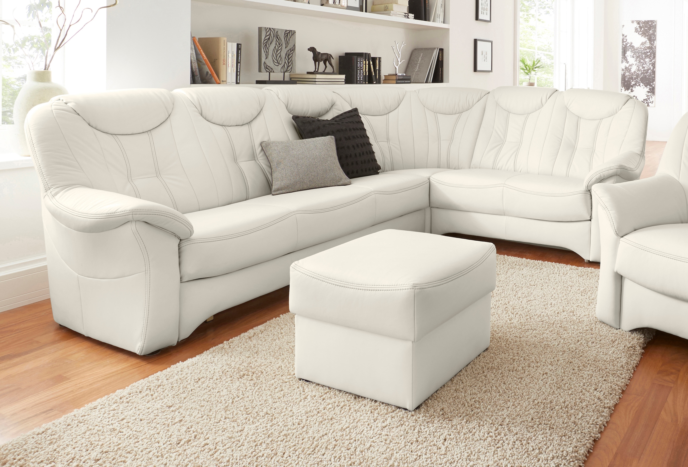 exxpo - sofa fashion Ecksofa »Isabel, klassisch moderne hohe Rückenlehne für mehr Komfort, L-Form«, bequemer Federkern, wahlweise mit Bettfunktion und Bettkasten