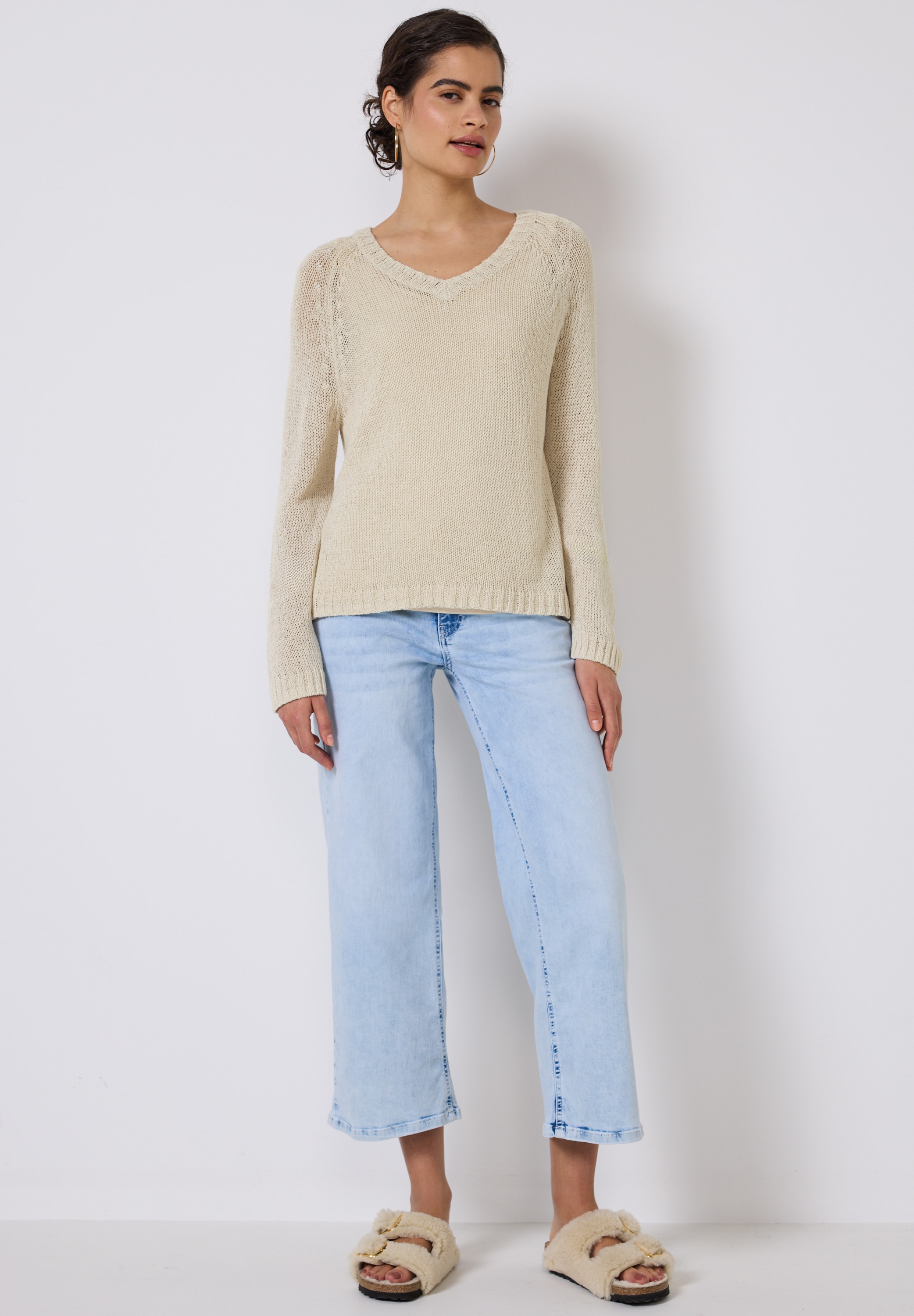 STREET ONE STUDIO V-Ausschnitt-Pullover, mit grober Struktur