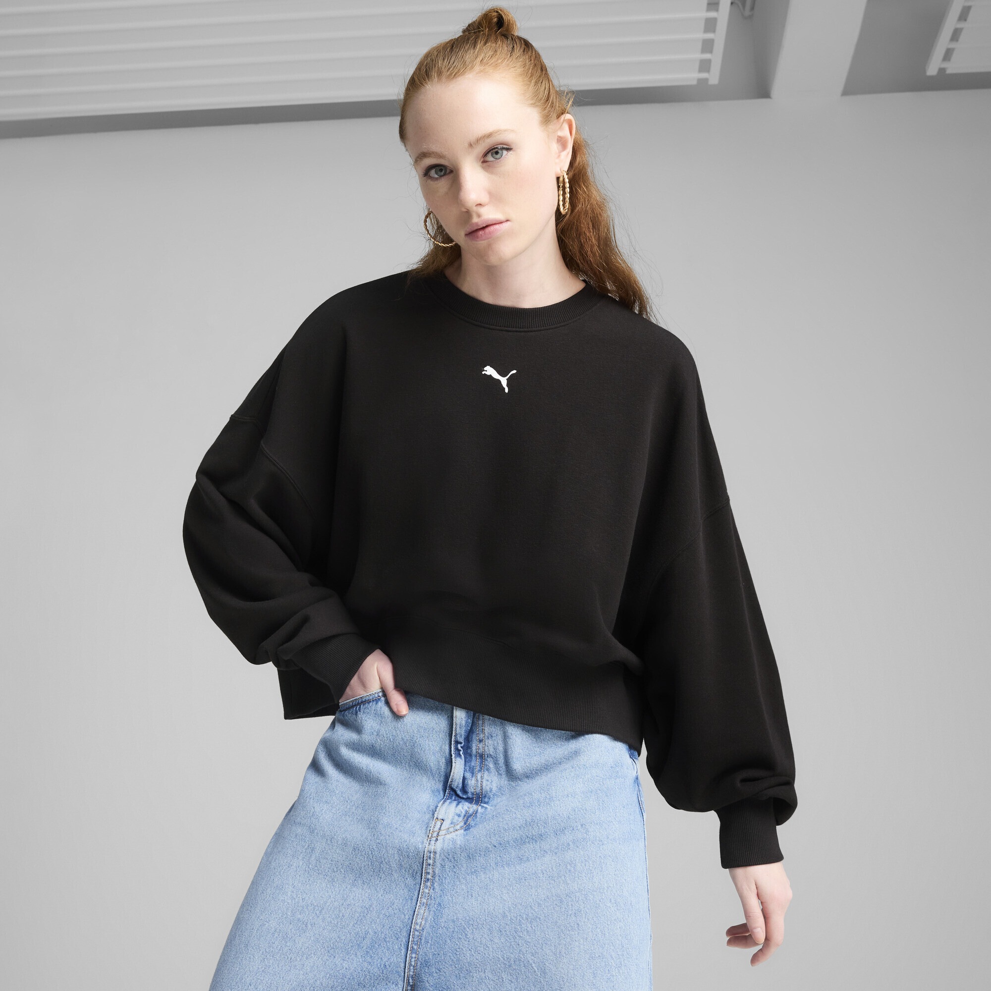 PUMA Sweatshirt »WARDROBE ESS Oversized-Crewneck Damen«