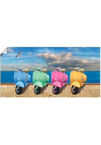 Wandbild »Vespa-Roller in bunten Farben«, Motorräder & Roller, (1 St.)