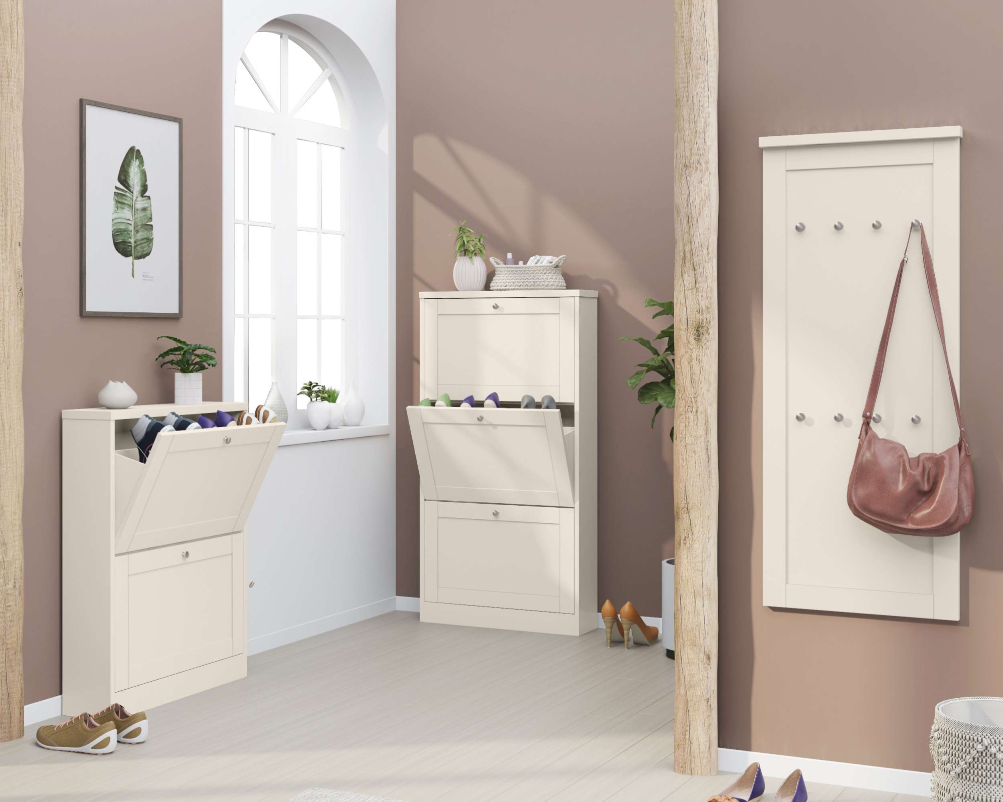 OTTO home Schuhschrank »Heide« Breite 70 cm, mit 2 Klappen und Facettenfront