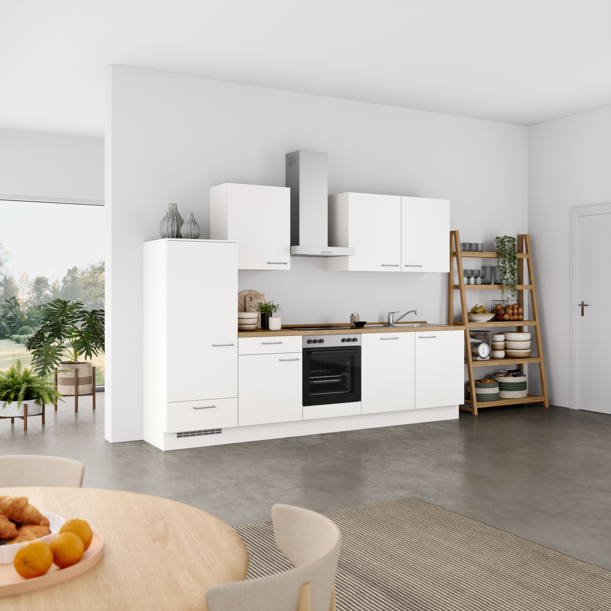 nobilia® Küchenzeile »"Laser I", Breite 300 cm, Ausrichtung wählbar«, vormontiert, wahlw. mit unterschiedlichen E-Geräte-Sets