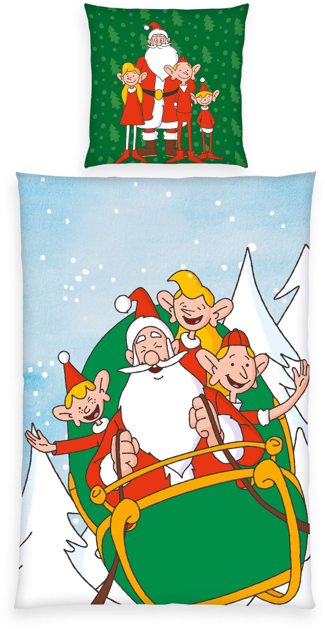 Wendebettwäsche "Weihnachtsmann Co. KG" 2 Stk. tlg. mit weihnachtlichem Mot günstig online kaufen