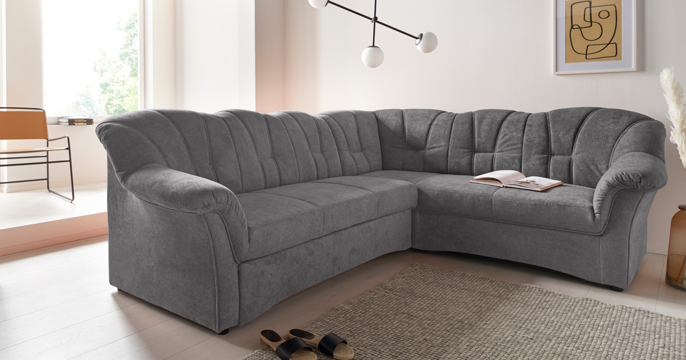 DOMO collection Ecksofa »Papenburg B/T/H: 242/190/84 cm L-Form«, wahlweise mit Bettfunktion, Langer Schenkel links oder rechts