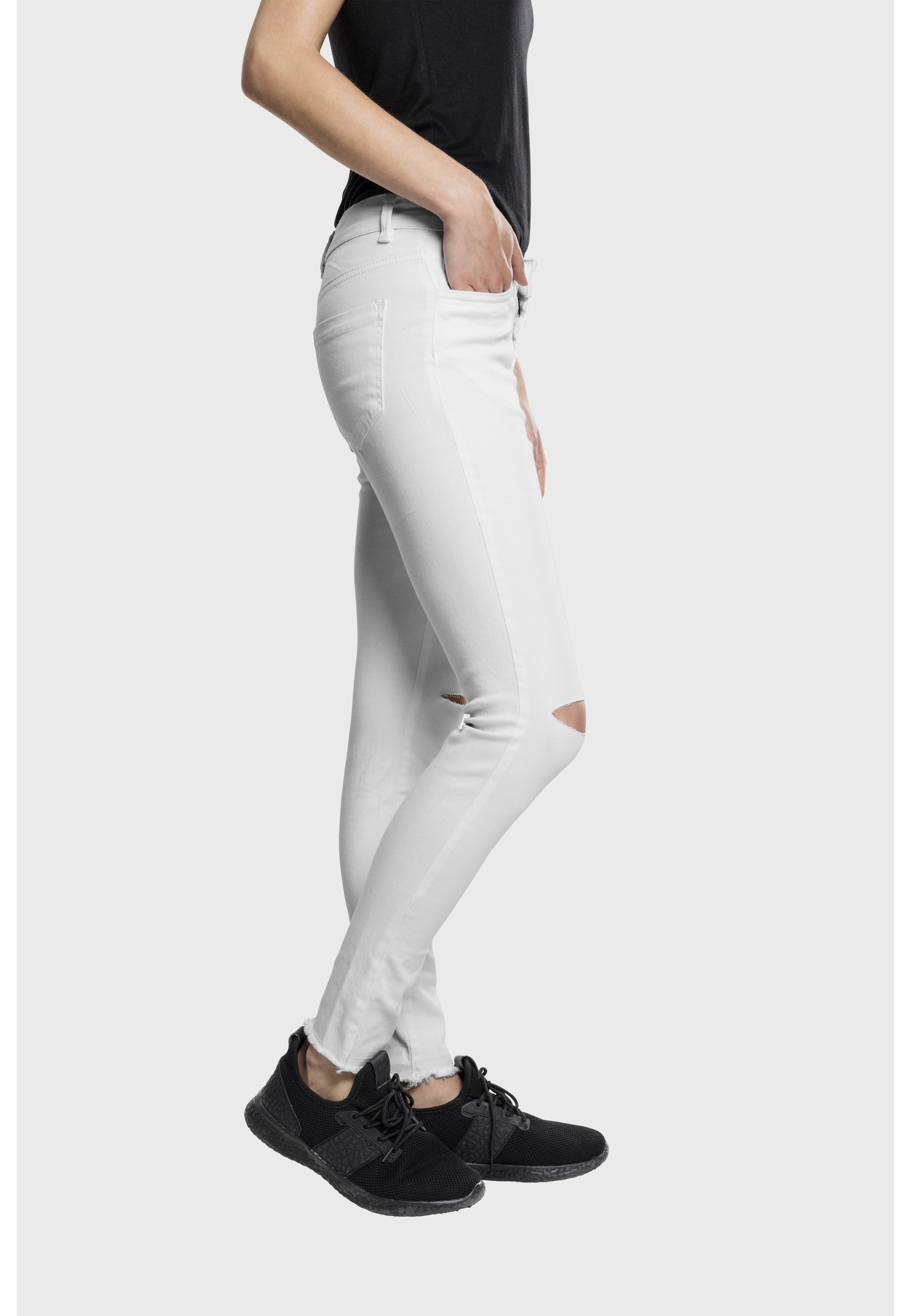 URBAN CLASSICS Bequeme Jeans »Urban Classics Damen Ladies Cut Knee Pants« 1 Stk.