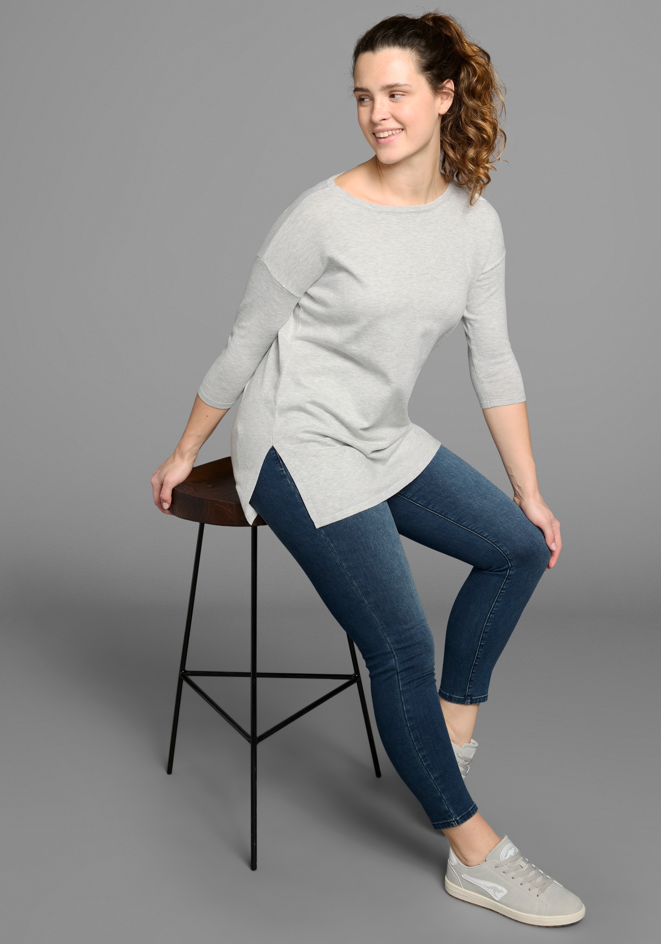 Skinny-fit-Jeans ARIZONA "Ultra Stretch - Curve Collection", Damen, Gr. 48, N-Gr, blau (dk blau used), Denim/Jeans, Obermaterial: 66% Baumwolle, 30% Polyester, 4% Elasthan, Basic, skinny fit knöchellang, Jeans, High Waist 3