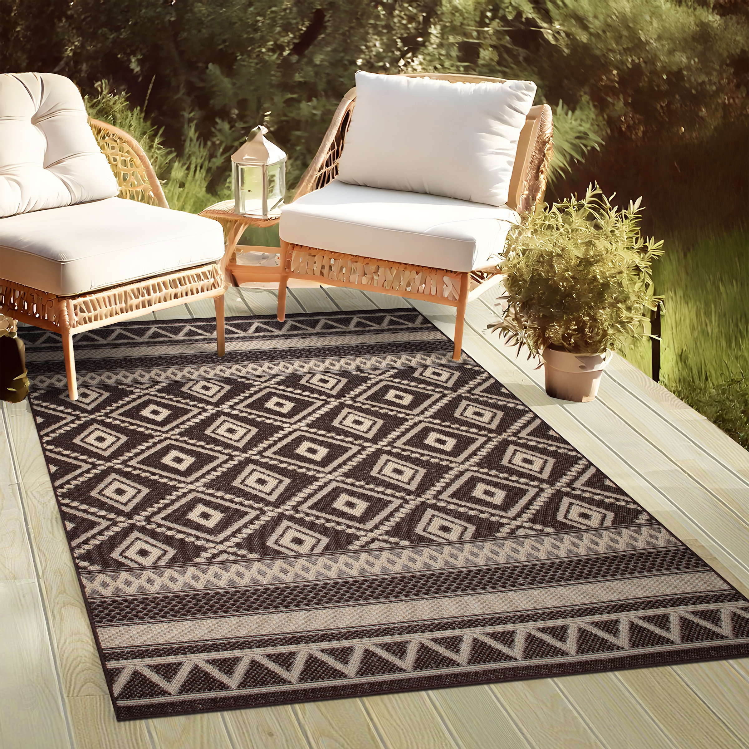 my home Teppich »Toronto auch als Läufer erhältlich«, rechteckig, 3 mm Höhe, In- und Outdoor geeignet, Sisal-Optik, Wetterfest & UV-beständig, Boho