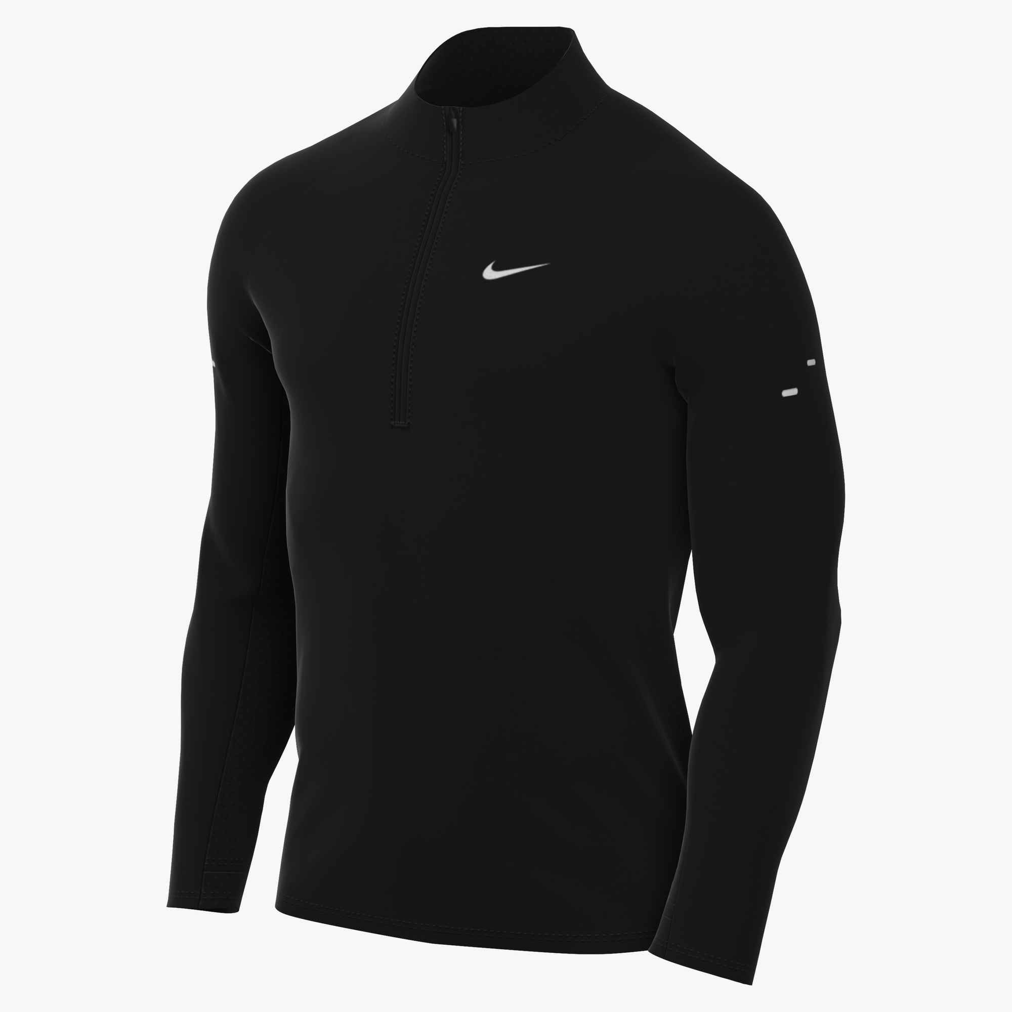 Laufshirt NIKE "M NK DF STRIDE HZ MIDLAYER", Herren, Gr. M, schwarz (schwarz, reflective silv), Obermaterial: 88% Polyester, 12% Elasthan, normal, Rundhals, Shirts Laufshirt 2