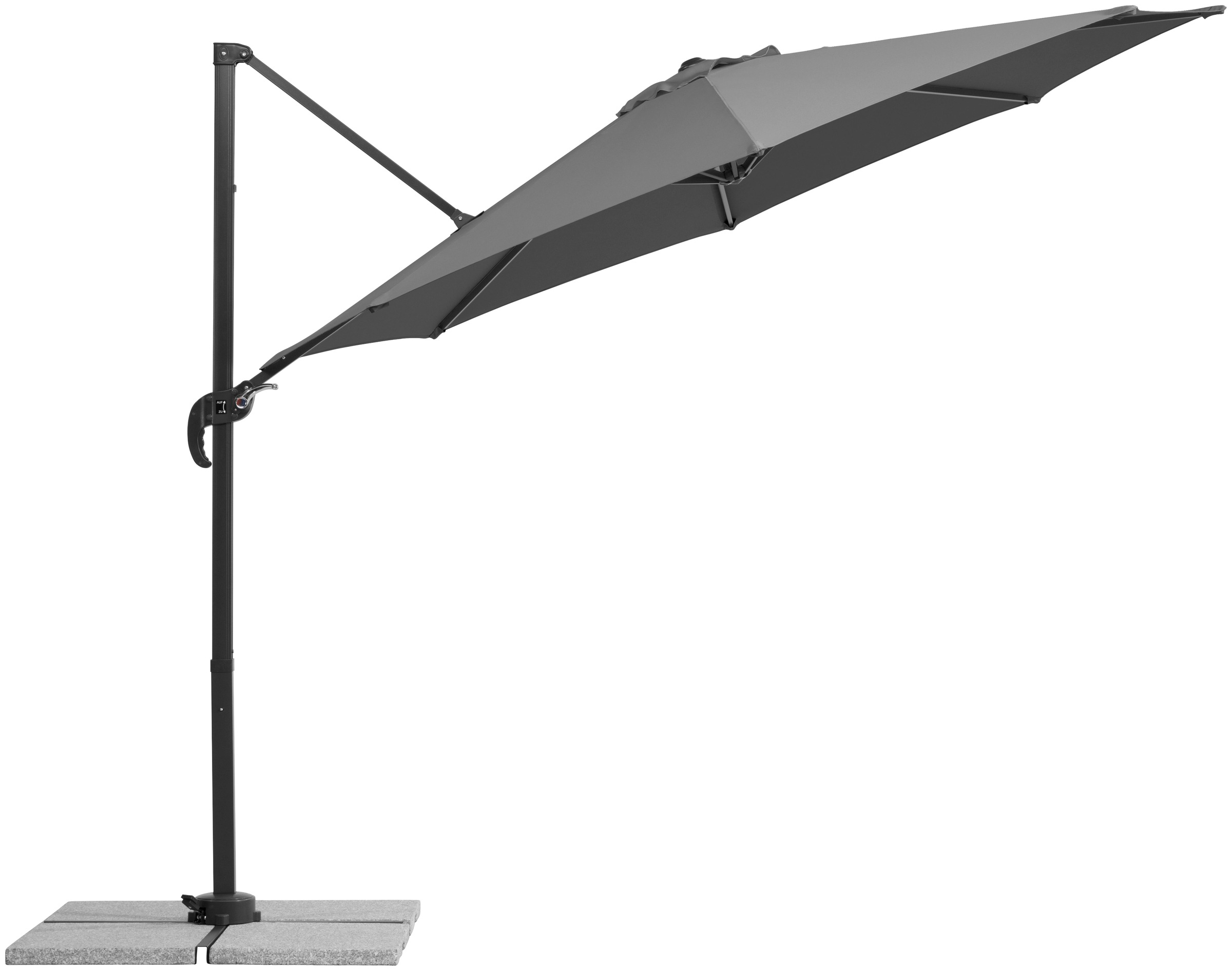 Ampelschirm SCHNEIDER SCHIRME "Rhodos Junior", grau (anthrazit), Obermaterial: 100% Polyester, Standschirme, mit Schutzhülle, ohne Wegeplatten 3
