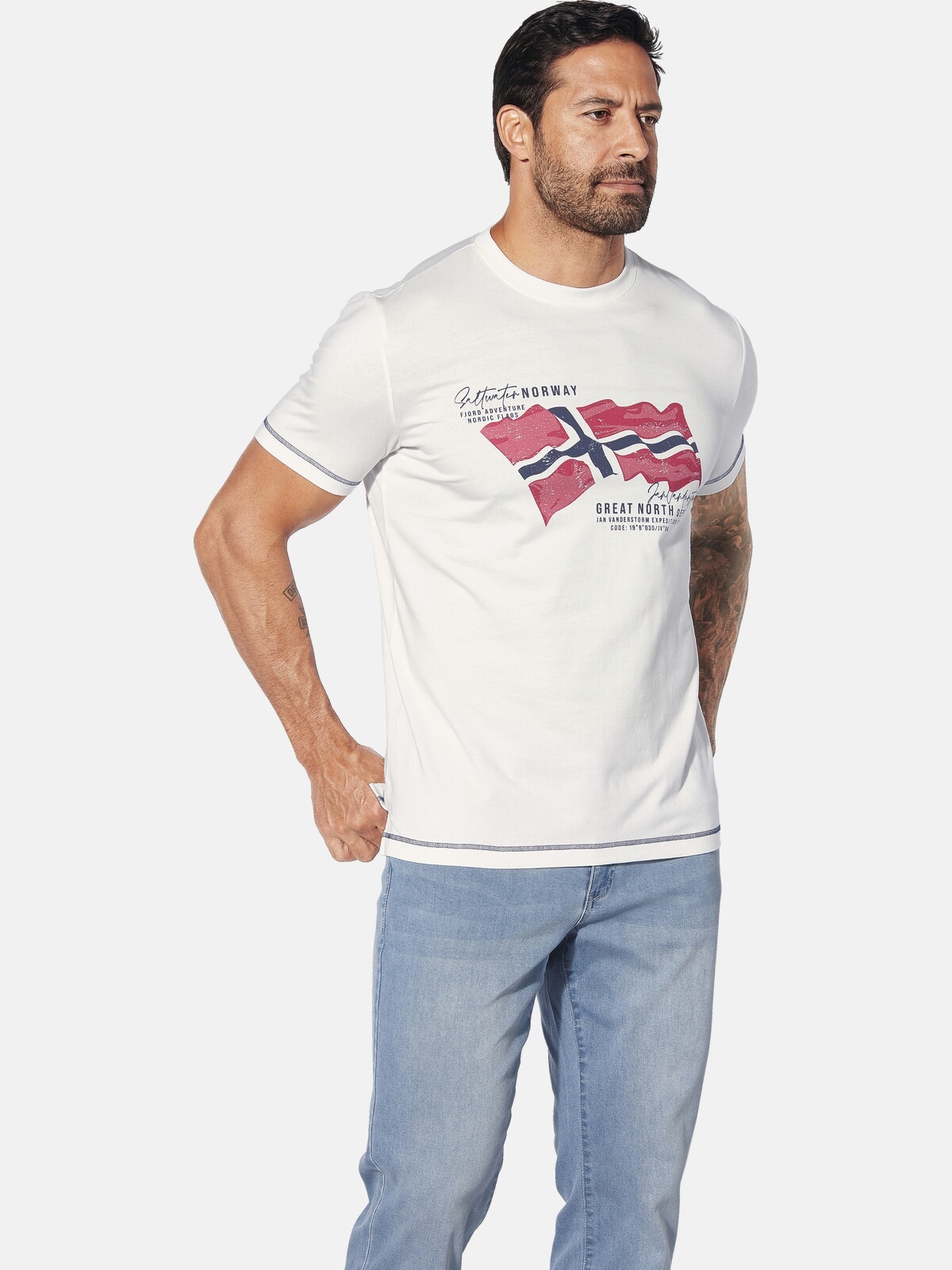 Jan Vanderstorm T-Shirt »Doppelpack T-Shirt BALDEN«, (2 tlg.), mit Brusttasche