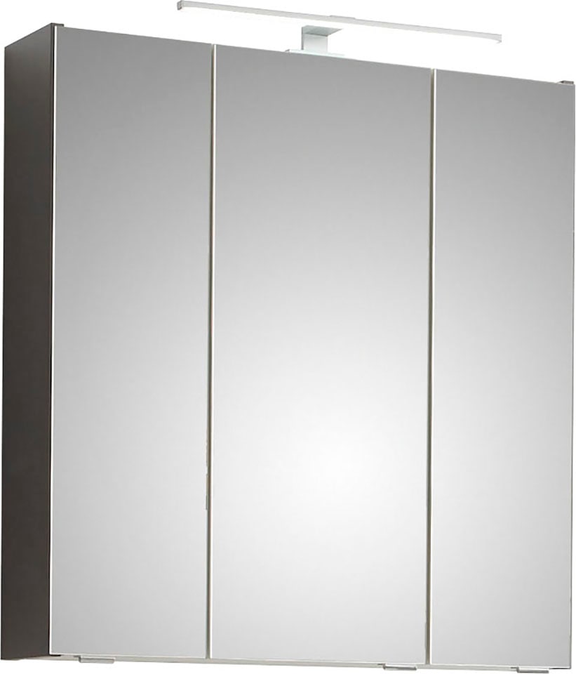 Saphir Spiegelschrank »Quickset 357 Badschrank, 3 Spiegeltüren, 6 Einlegeböden, 65 cm breit«, inkl. LED-Beleuchtung, Türdämpfer, Schalter-/Steckdosenkombination