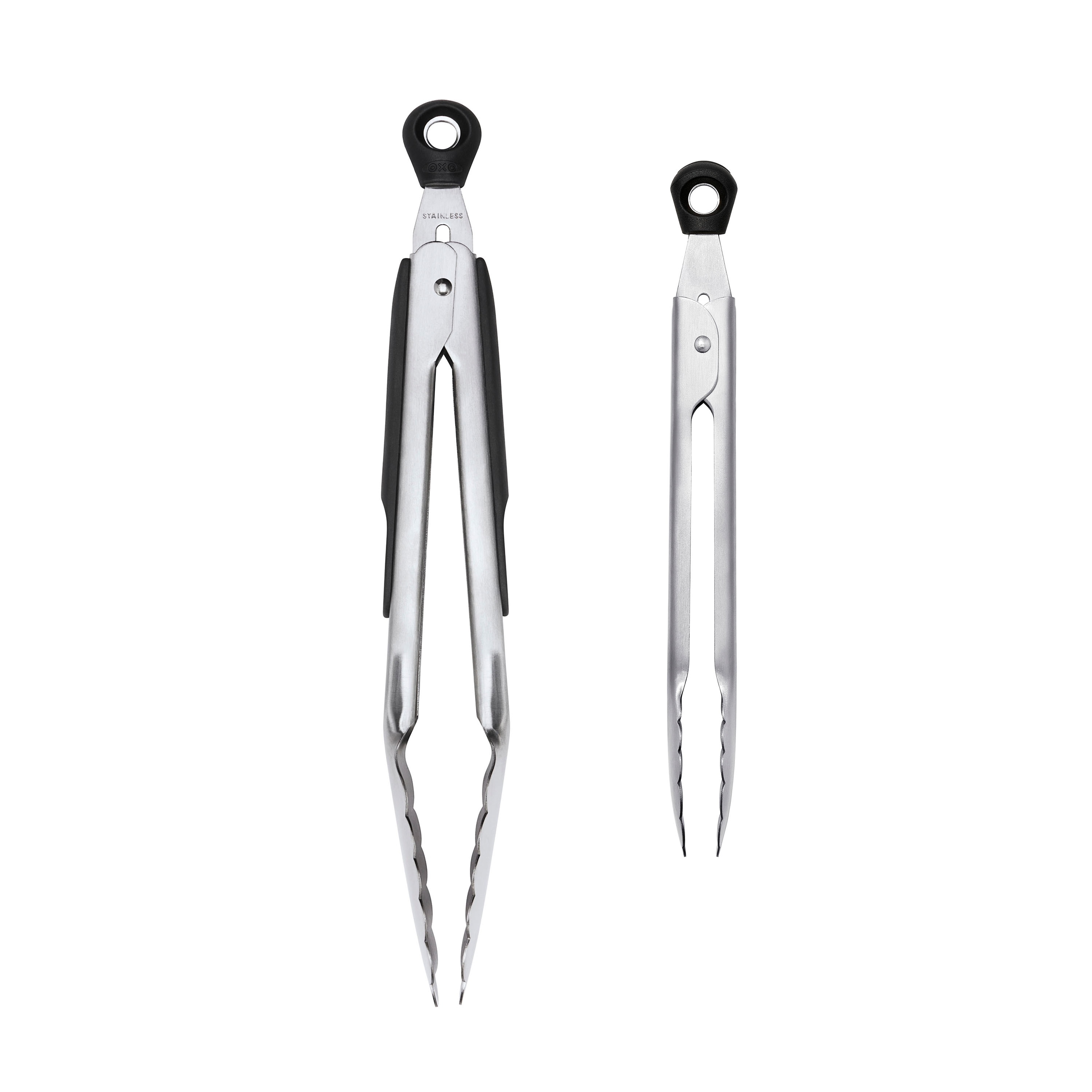 OXO Good Grips Kochzange "OXO 2-teiliges Zangenset" die gezackten Edelstahlkanten sorgen für einen sicheren Griff