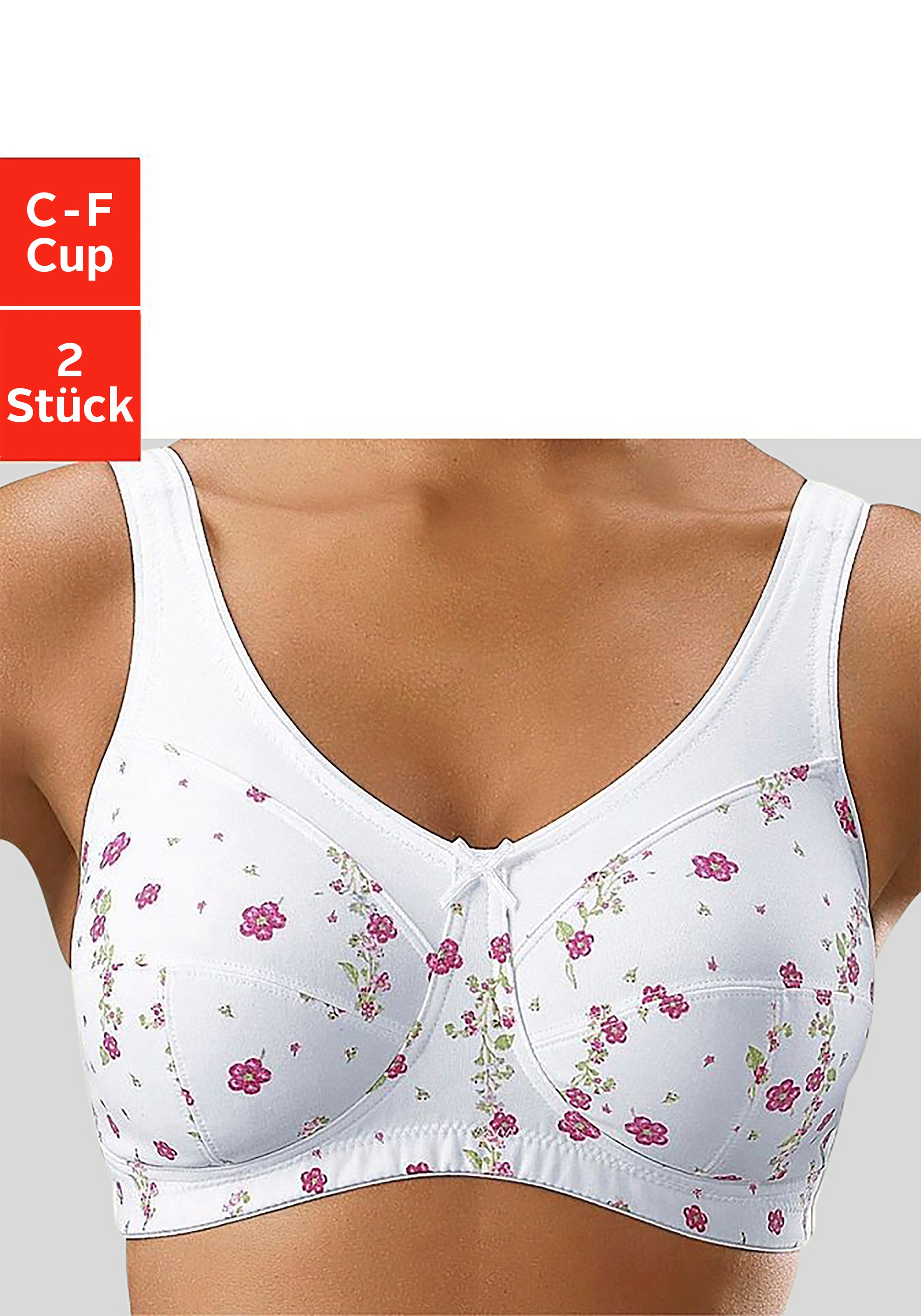 PETITE FLEUR Damen Entlastungs-BH, Gr. 105, weiß, Microtouch, Obermaterial: 70% Polyamid, 30% Elasthan, BHs, ohne Bügel, mit breiteren Trägern