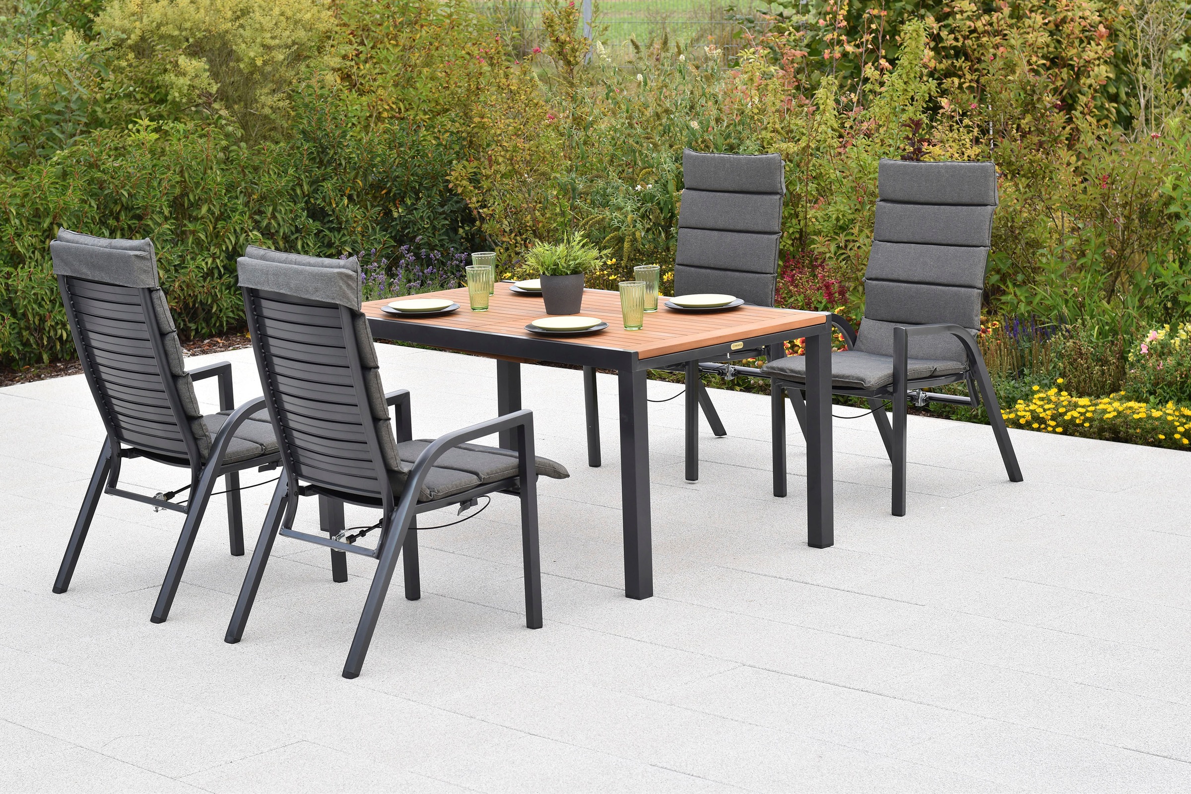 MERXX Garten-Essgruppe »»Siros««, (Set, 9 tlg.), Rückenlehne verstellbar durch Gasdruckfeder