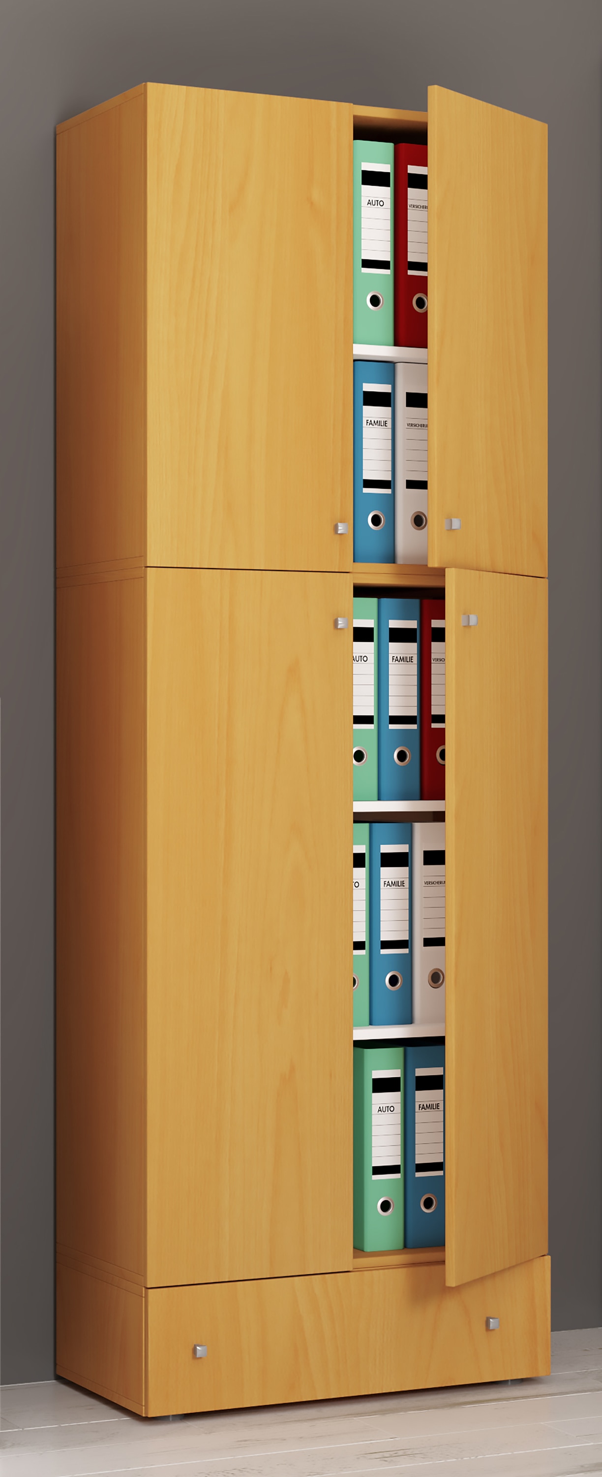 VCM Aktenschrank »VCM XXL Büroschrank mit 5 Fächern und einer Schublade | moderner Aktenschrank mit Drehtüren | Maße ca. H. 200 x B. 70 x T. 39 cm ¿ Lona 5-Fach«, (1 St.)