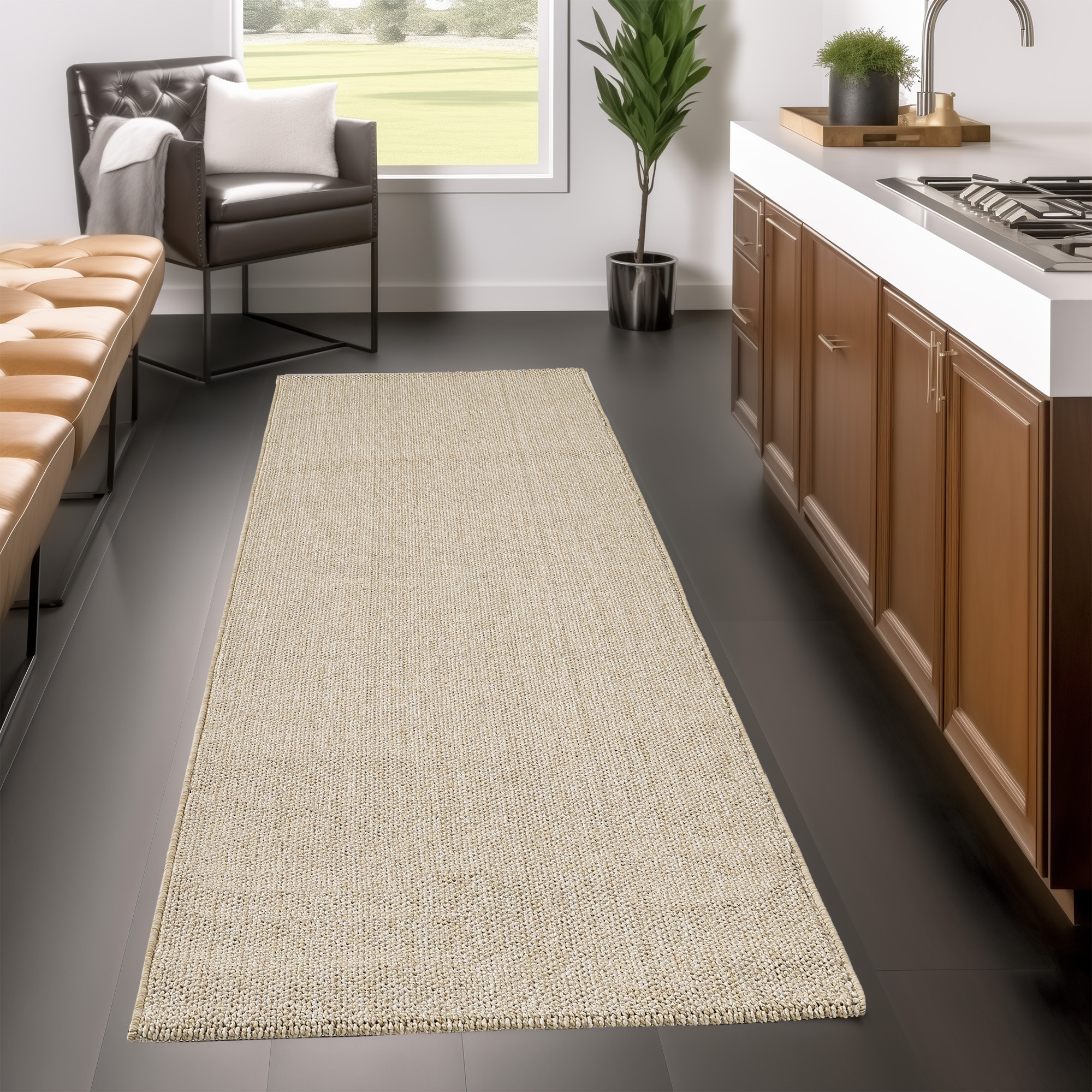 Teppich, B:80cm H:7mm L:250cm, beige, AYYILDIZ TEPPICHE, Polypropylen, Wohnzimmer, Teppiche, "LOOM 4300", Läufer, Kurzflor, pflegeleicht, robust,