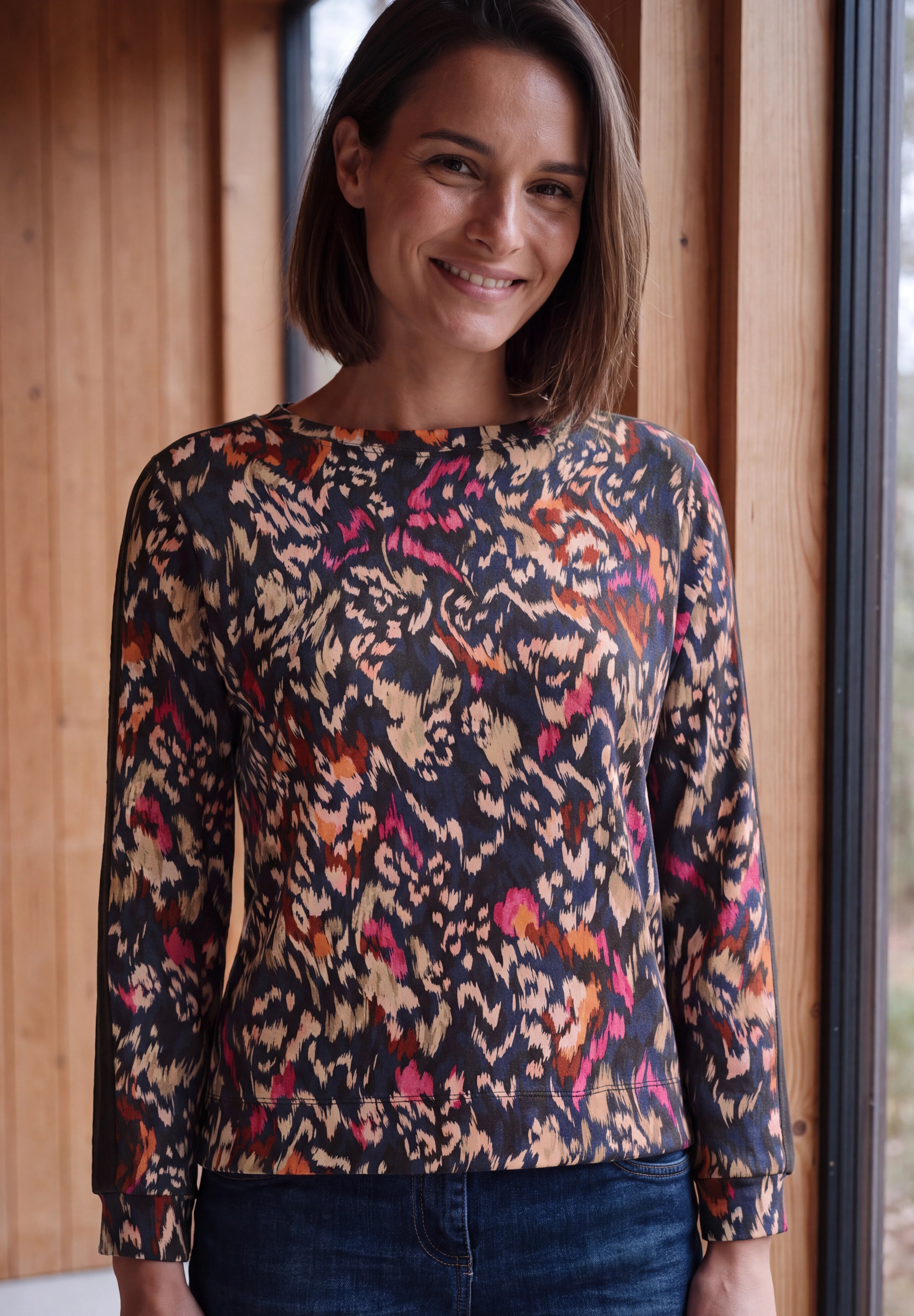 Cecil T-Shirt mit grafischem Muster / Boat Neck