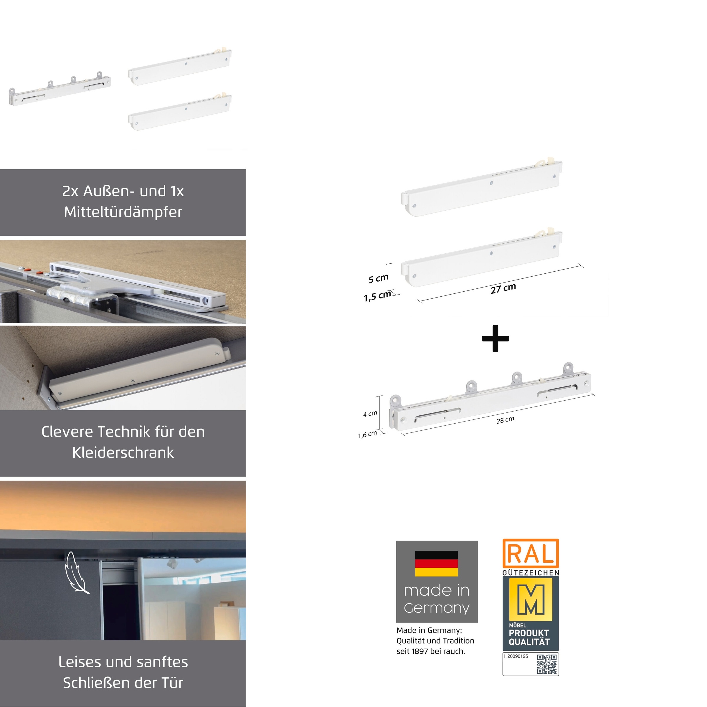 rauch Schwebetürselbsteinzug »Zubehör« 3 Stk. tlg. 3er-Set für 3-türige Rauch-Schwebetürenschränke ORANGE
