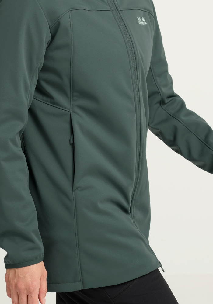 Jack Wolfskin Softshellmantel »WINDHAIN 2 COAT W« Softshellmantel mit Kapuze, winddicht, wasserabweisend