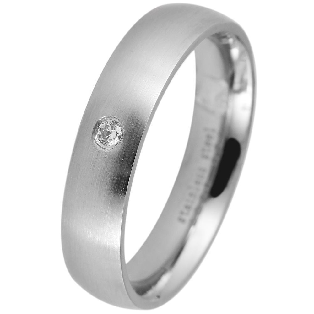 Fingerring ADELIA´S "Damen Ring aus Edelstahl mit Strass Steinchen" Gr. 48, silber, Fingerringe, Damen, 48, Edelstahl, Fingerring 8