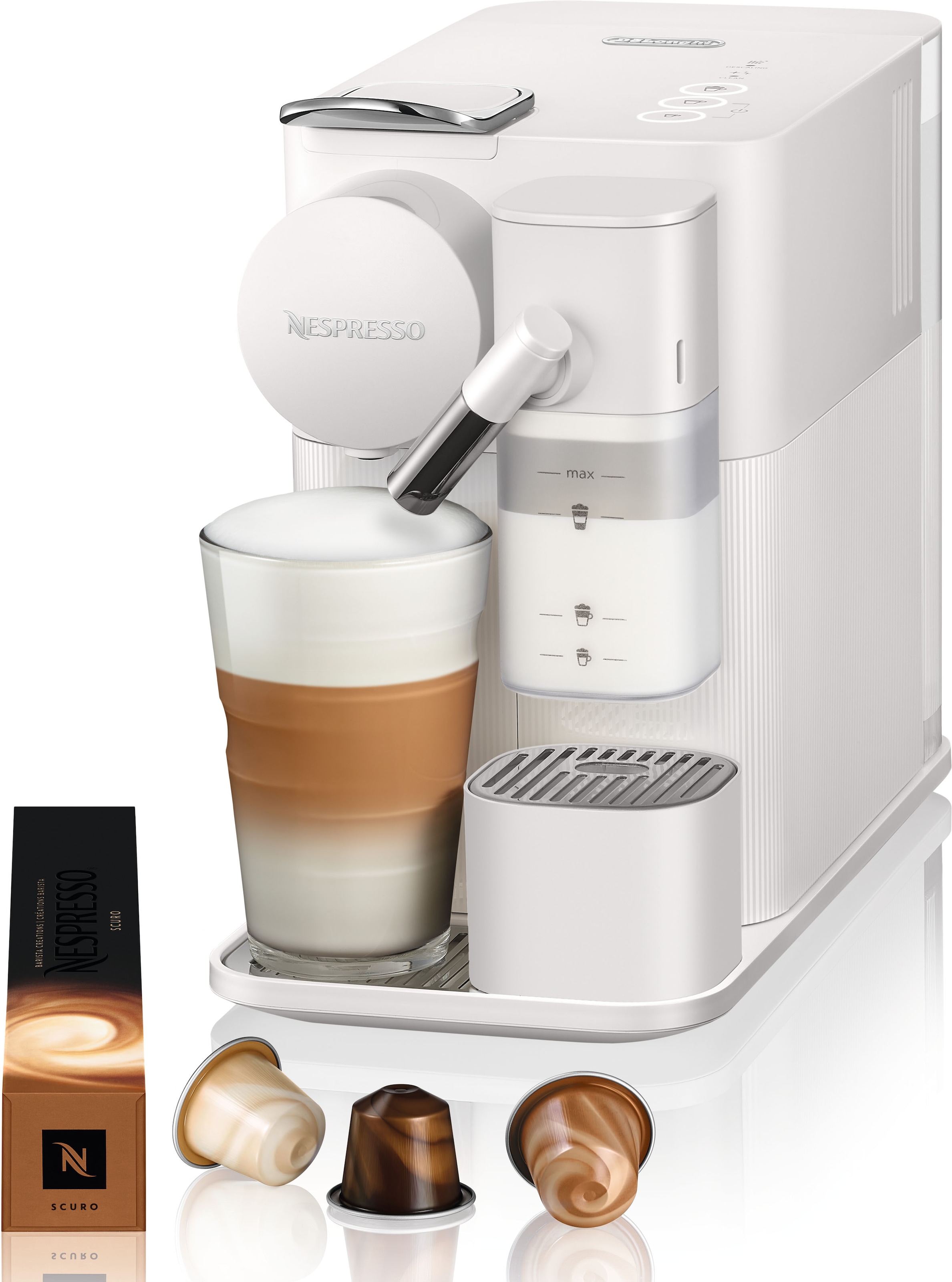 Nespresso Kapselmaschine "Lattissima One EN510.W von DeLonghi, White", inkl. Willkommenspaket mit 7 Kapseln