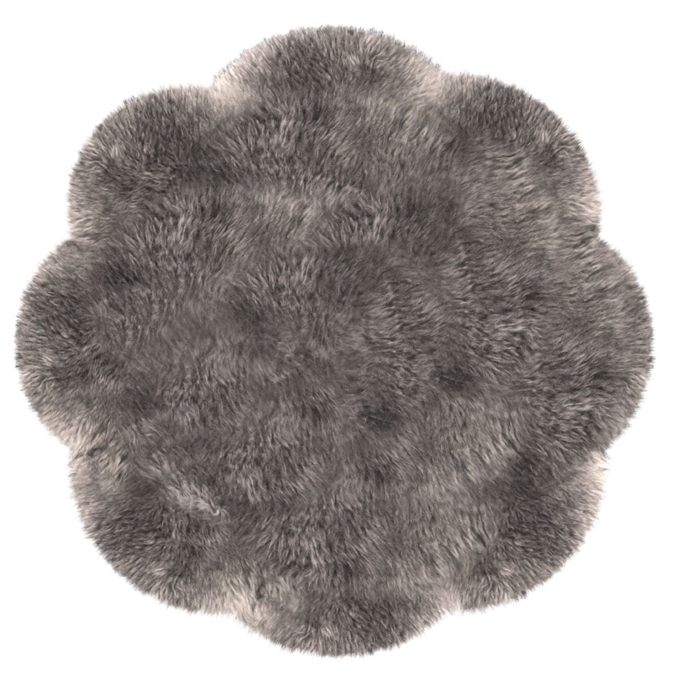 Heitmann Felle Fellteppich "Blüte - Lammfell farbig, Premium Qualität" blumenförmig 60 mm Höhe echtes Austral. Lammfell, Ø 140 cm, besonders dicht & weich