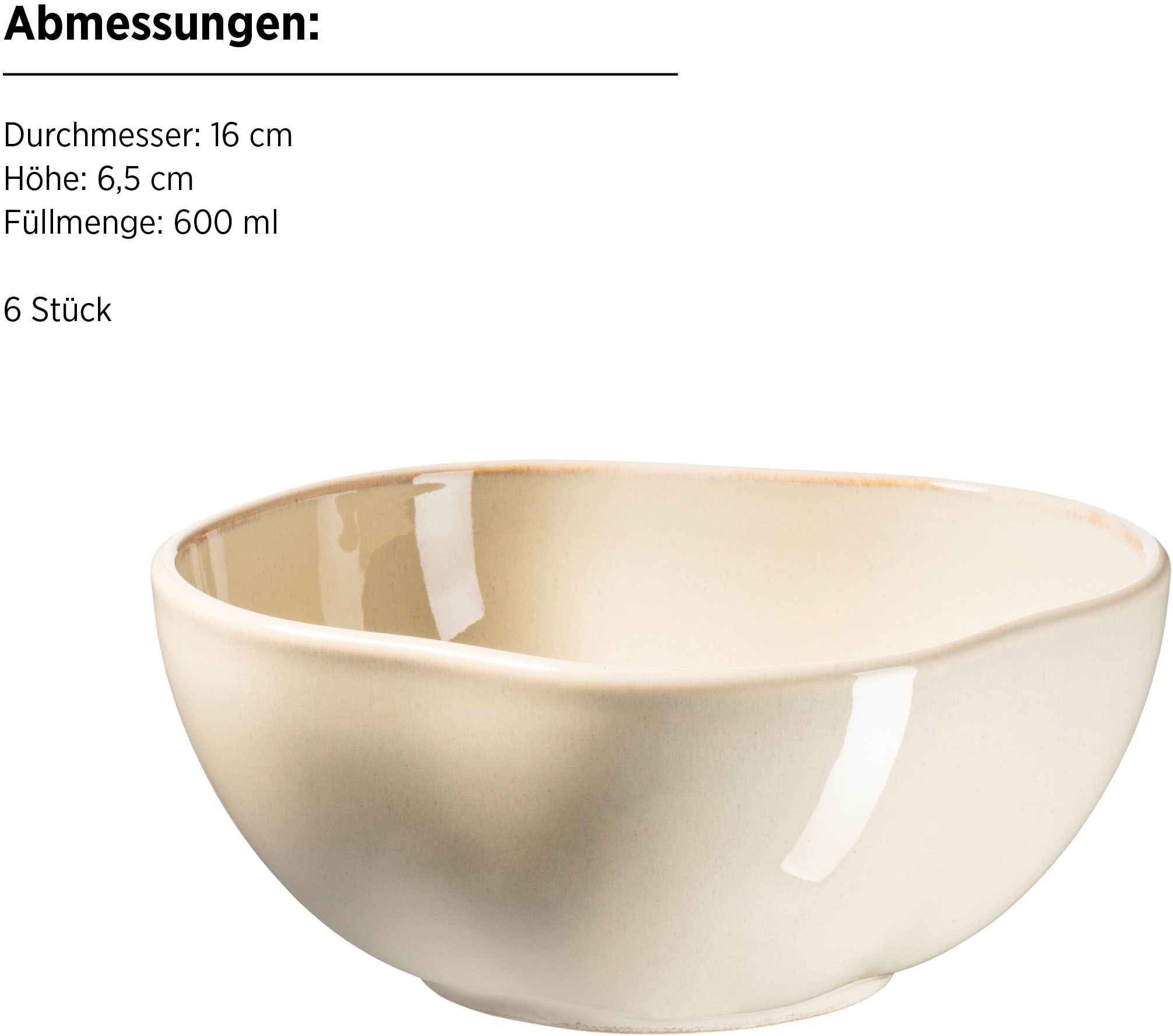 MÄSER Schüssel »Cordelia, Schüssel Set, aus Steinzeug, Ø 16 cm«, 6 tlg., aus Steinzeug