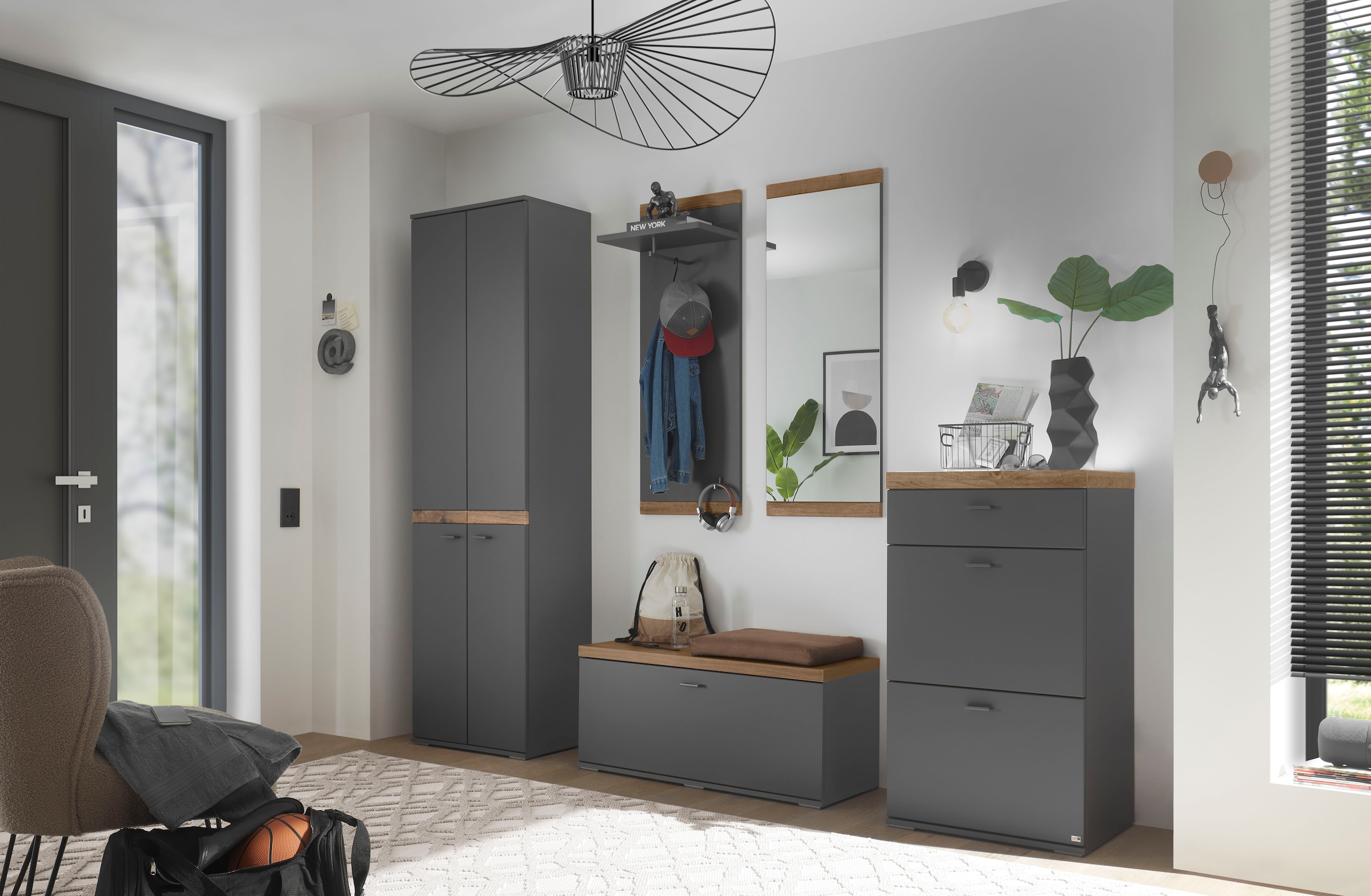 set one by Musterring Highboard »Lancaster Dielen«, inklusive LED-Beleuchtung, in 2 Farben erhältlich, B 61 x H 91 cm
