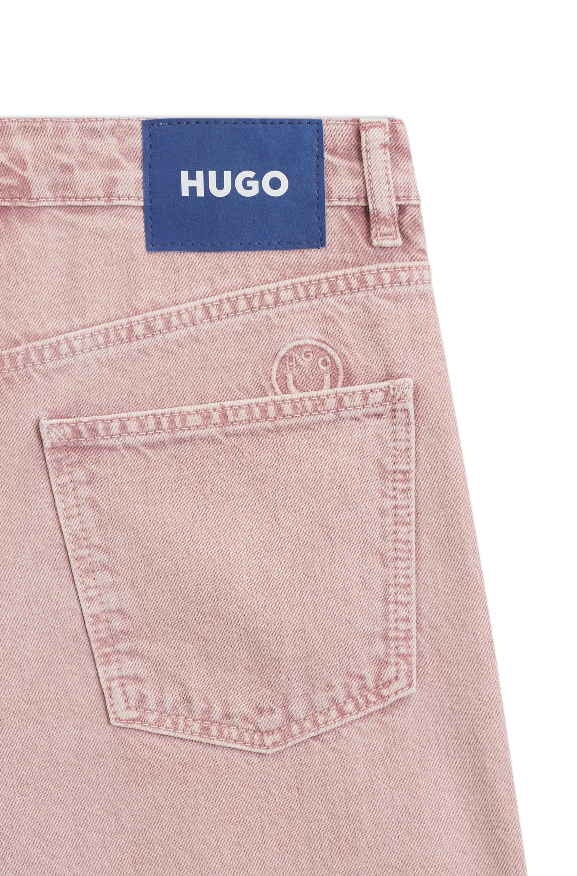 HUGO Loose-fit-Jeans »Gamala« mit ausgefranstem Saum, Baggy-Fit