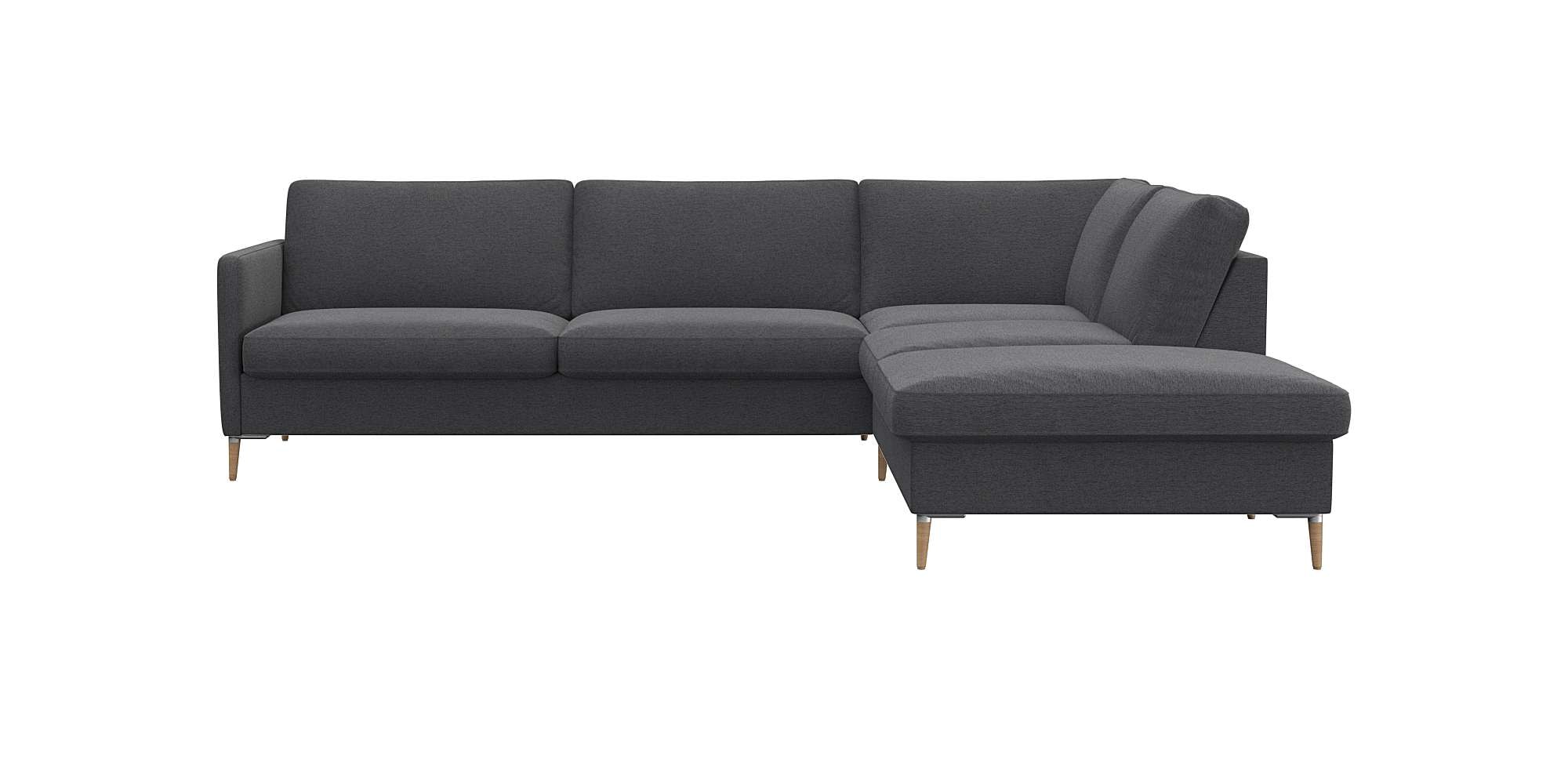 FLEXLUX Ecksofa "Fiore, super Sitzkomfort durch Kaltschaum im Sitz, L-Form" schmale Armlehnen, Füße Alu+ Eiche