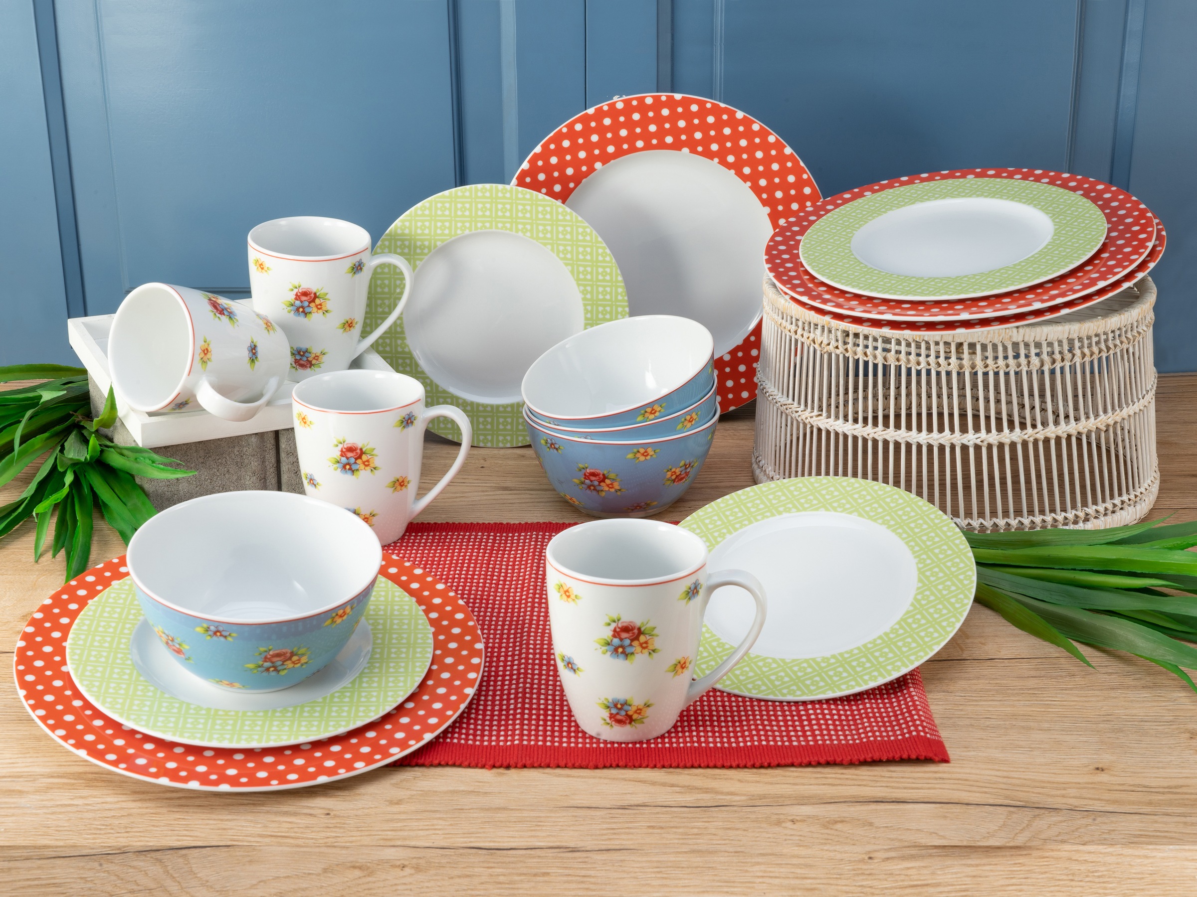 CreaTable Kombiservice "Geschirr-Set Emily" Service, romantisches Blumendek günstig online kaufen