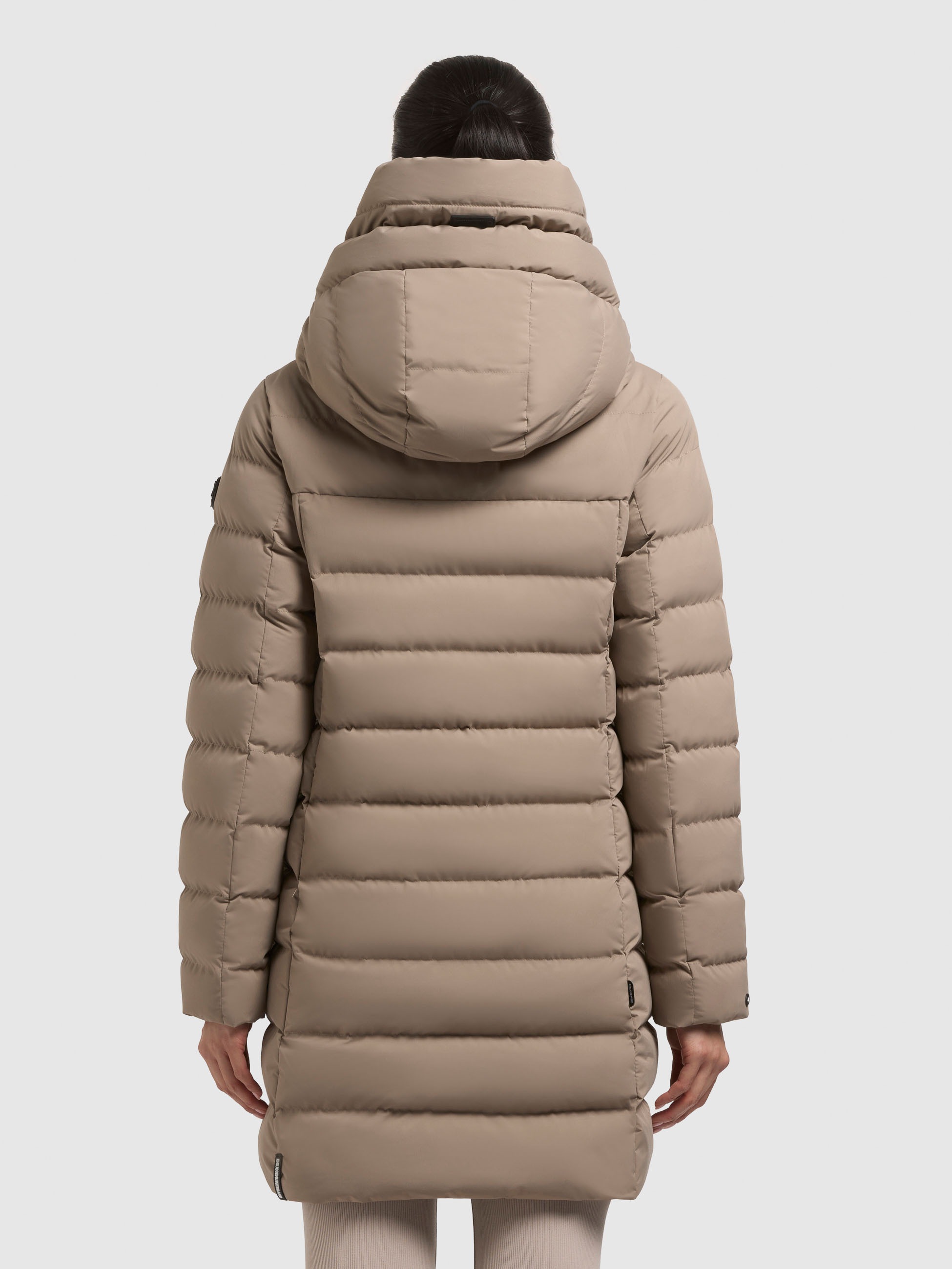 Steppmantel KHUJO "NEKAR2", Damen, Gr. XXL, greige, 100% Polyester, unifarben, eingesetzt elastischer Bund mit Windstopper, Mäntel Steppmantel 3