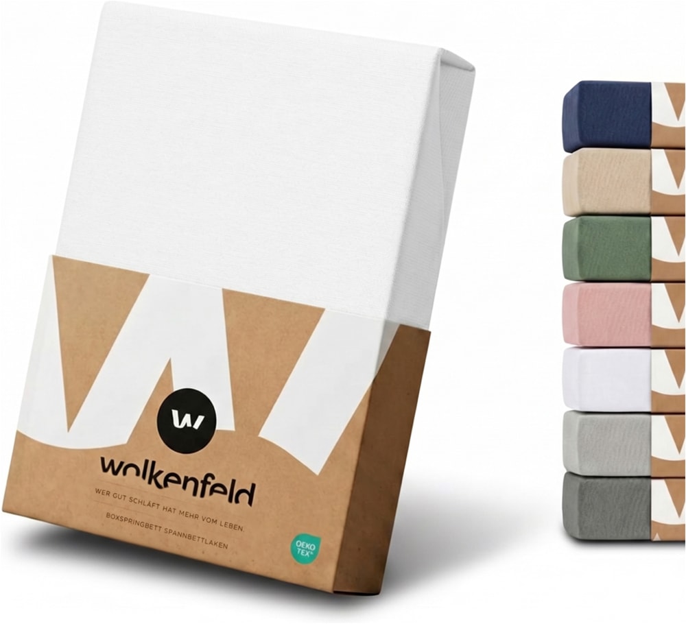 Wolkenfeld Spannbettlaken "100% Baumwolle - Superweiches Bettlaken für Matratzen von 5 bis 20cm" Rutschfest & Blickdicht - 90x200, 140x200, 160x200, 180x200 200x200
