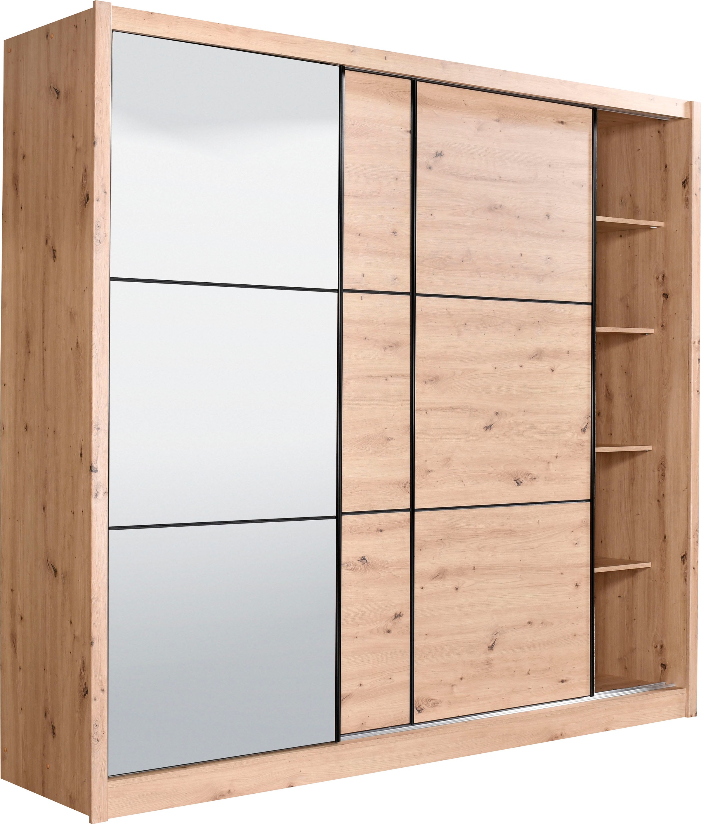 INOSIGN Schwebetürenschrank »Navara Kleiderschrank mit Spiegel Wäscheschrank Garderobe«, mit großzügiger Innenausstattung, FSC®-zertifiziert, in 3 Breiten