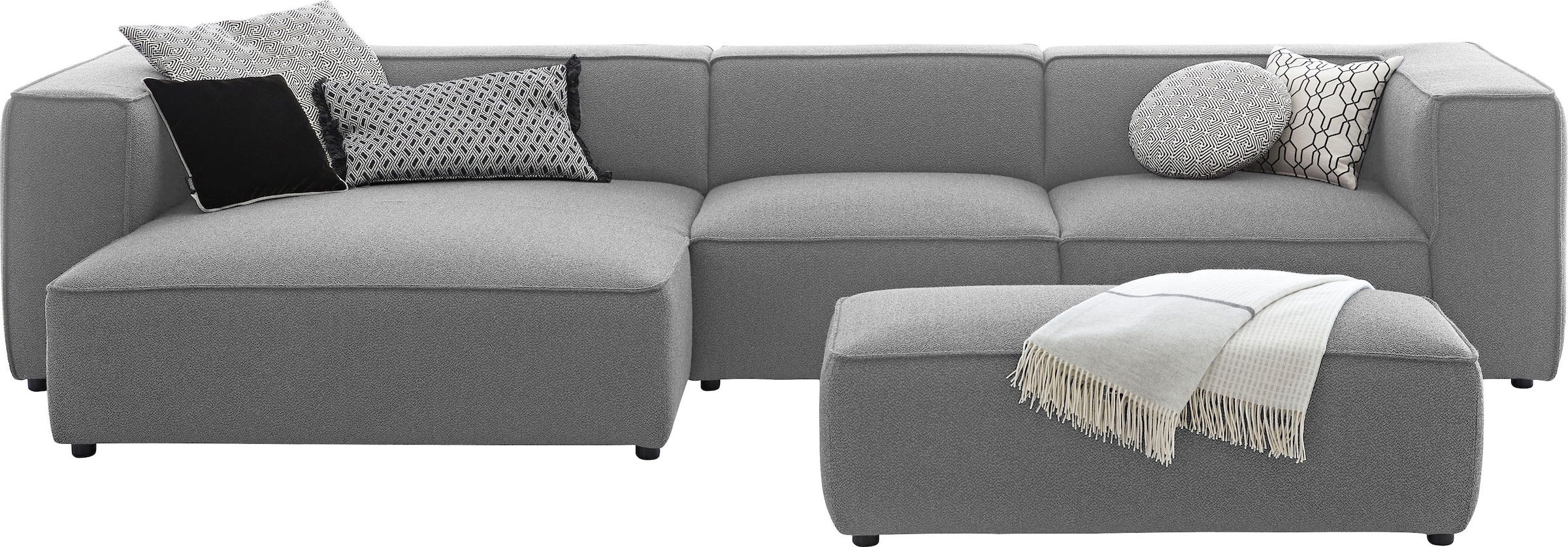 W.SCHILLIG Ecksofa »around-the-block«, mit eleganter Biese, mit Federkern, Breite 341 cm
