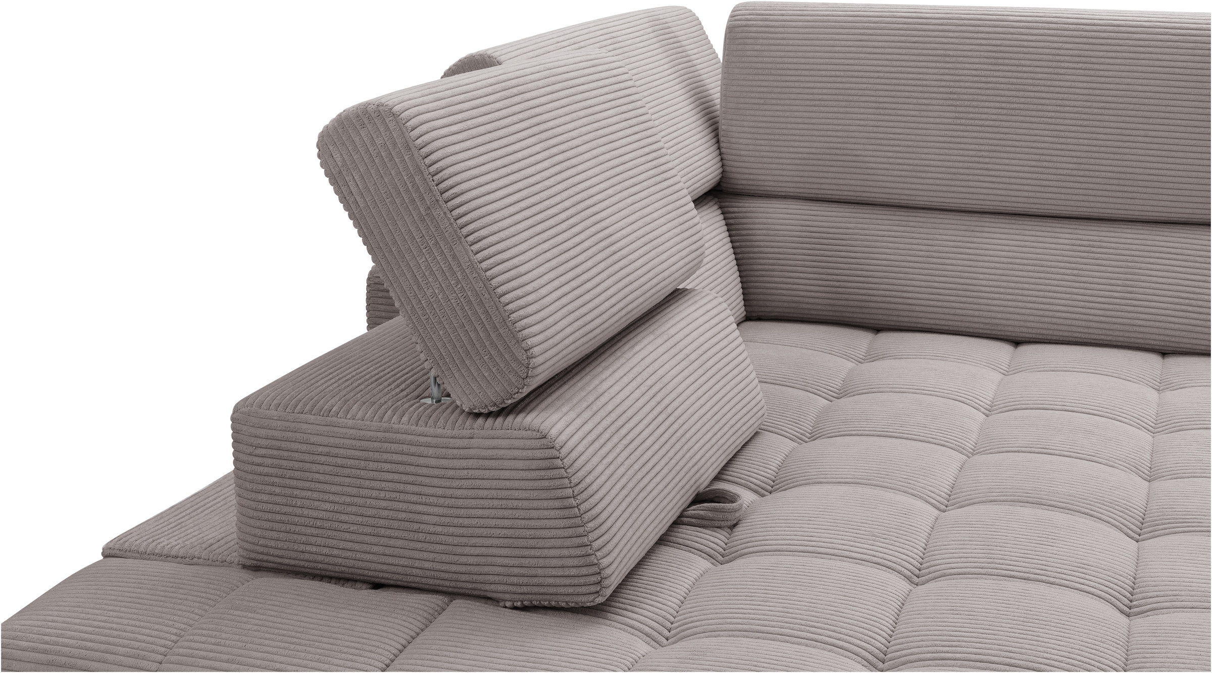 exxpo - sofa fashion Ecksofa »Elianos, hoher Sitzkomfort, aufwendige Kreuzsteppung im Sitz, L-Form«, Kopfteile & Sitztiefe verstellbar, ohne Bettfunktion, Cord, cappuccino