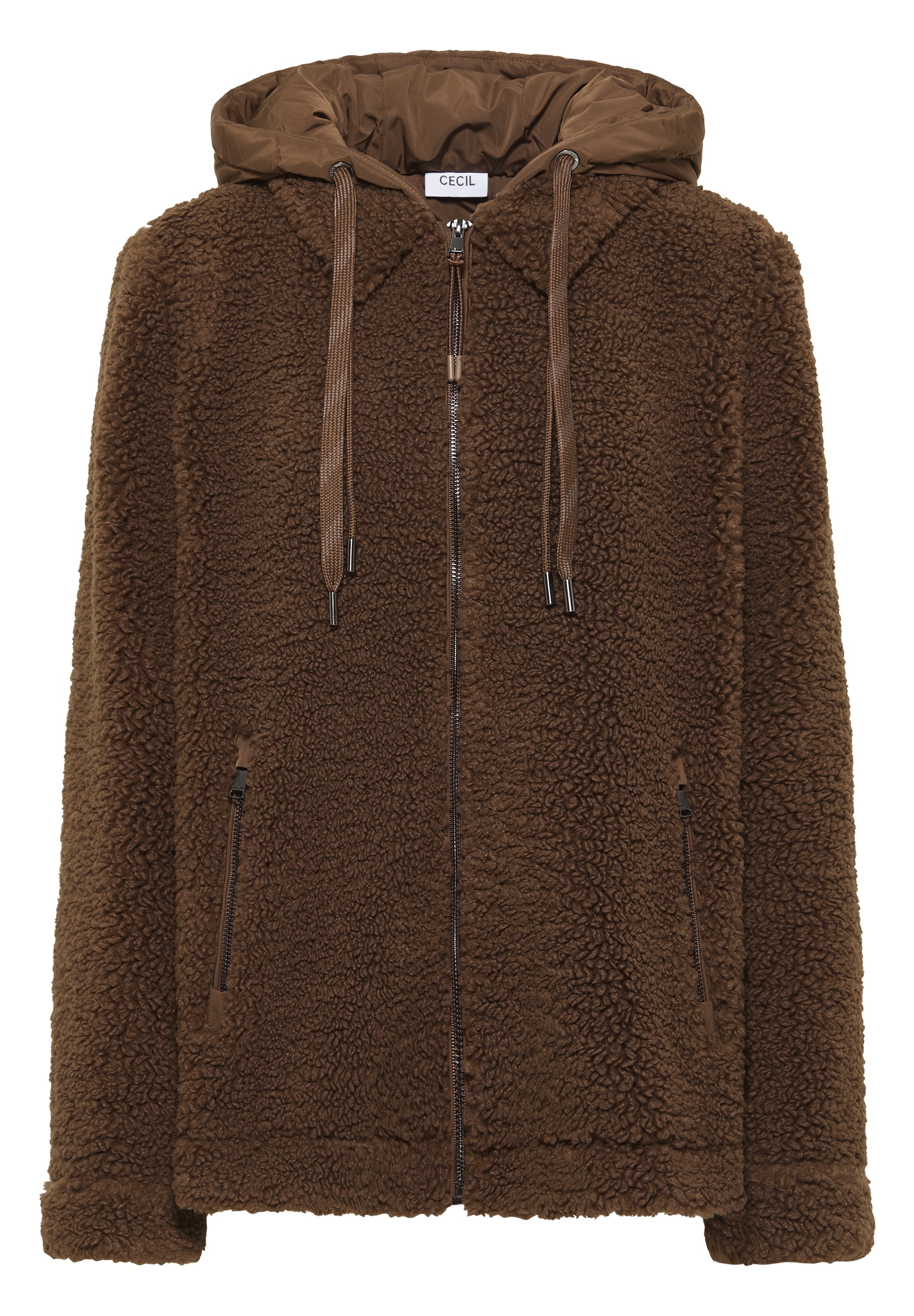 Cecil Fellimitatjacke, ohne Kapuze, mit Kapuze mit Tunnelzugband