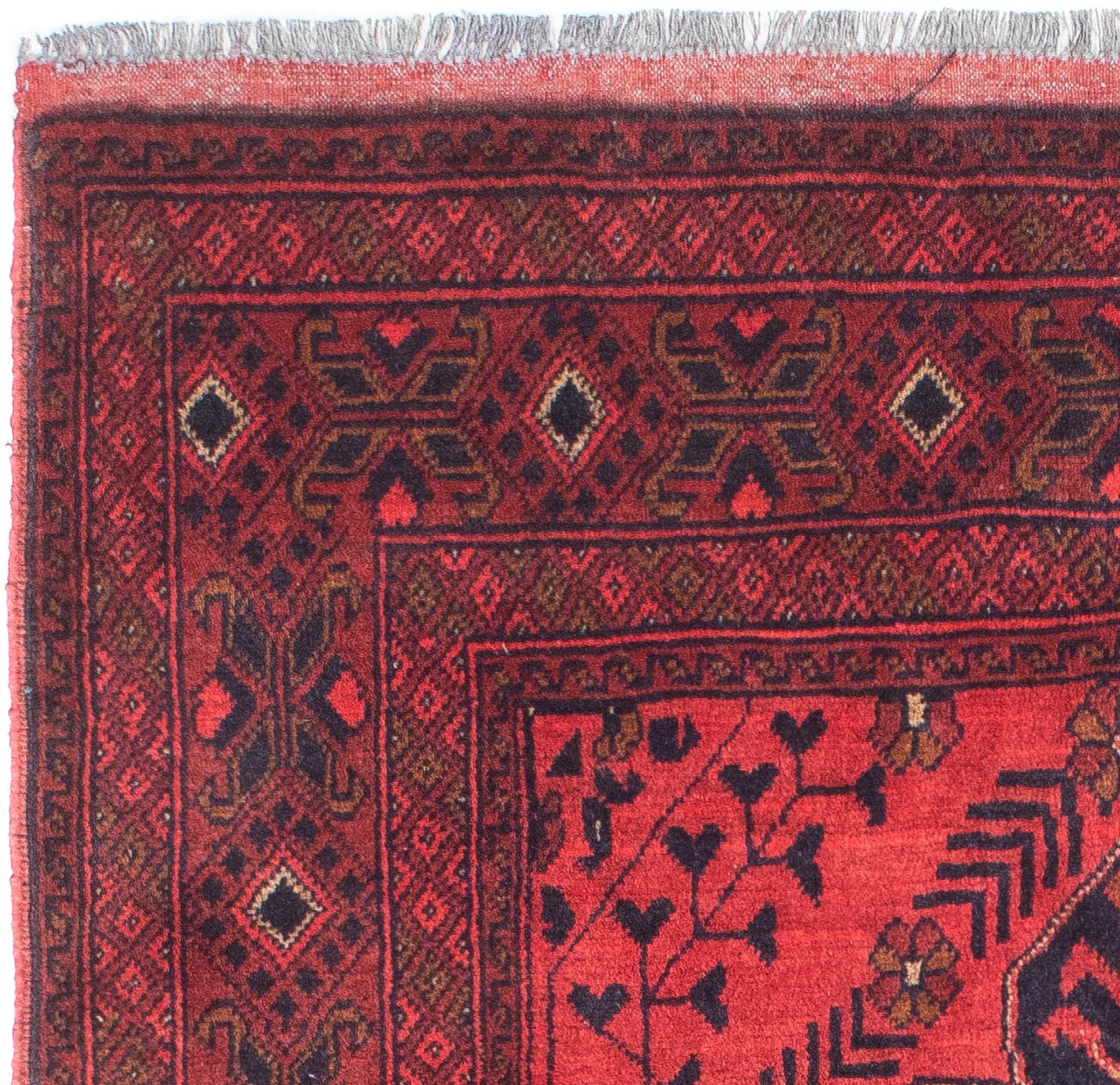 morgenland Orientteppich »Afghan - Kunduz - Zertifikat 146 Einzelstück x kaufen Handgeknüpft, dunkelrot«, mit cm 104 Wohnzimmer, - | BAUR rechteckig
