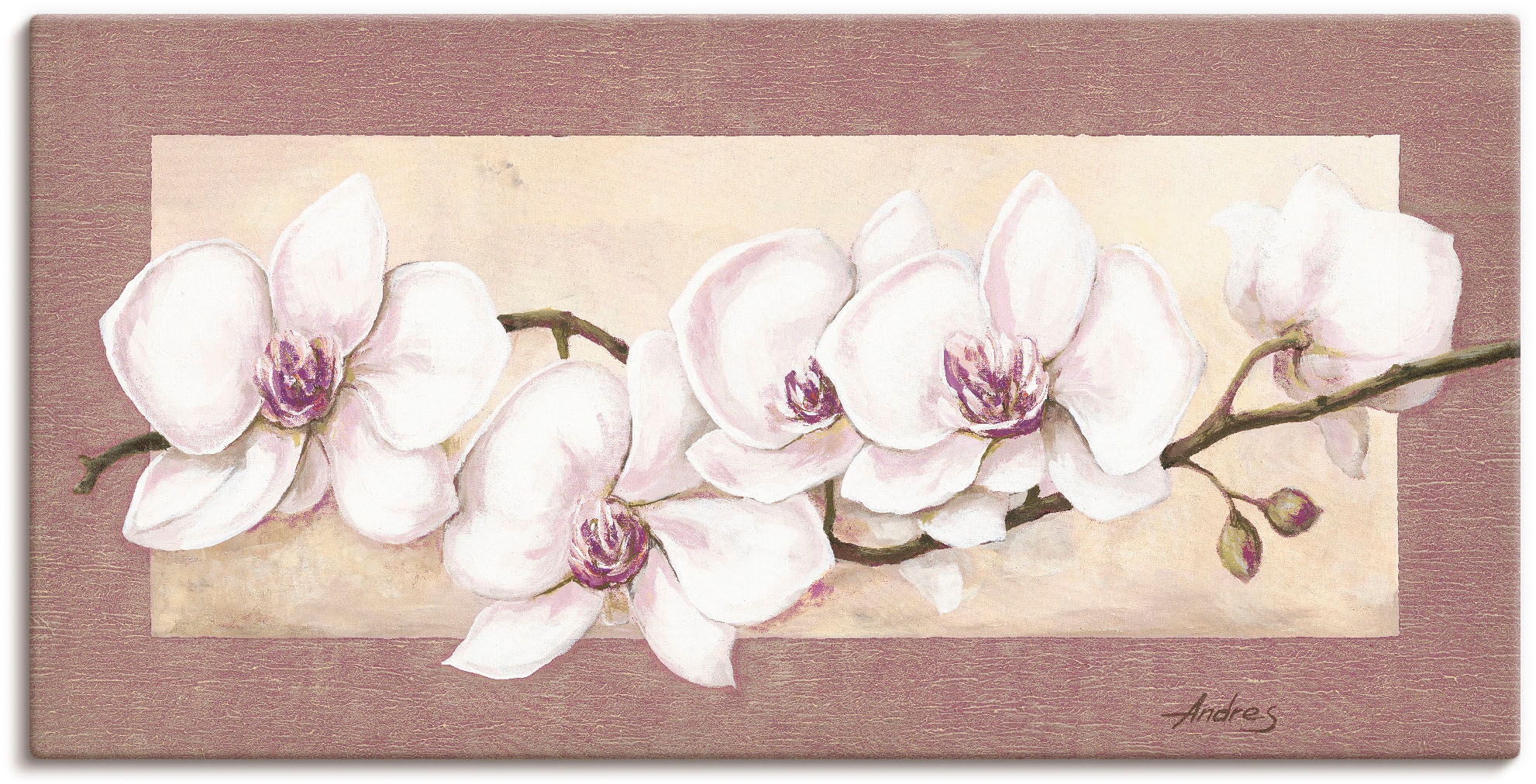 Artland Wandbild "Orchideenzweig in Beerentönen" Blumen 1 Stk. tlg. auf Hol günstig online kaufen