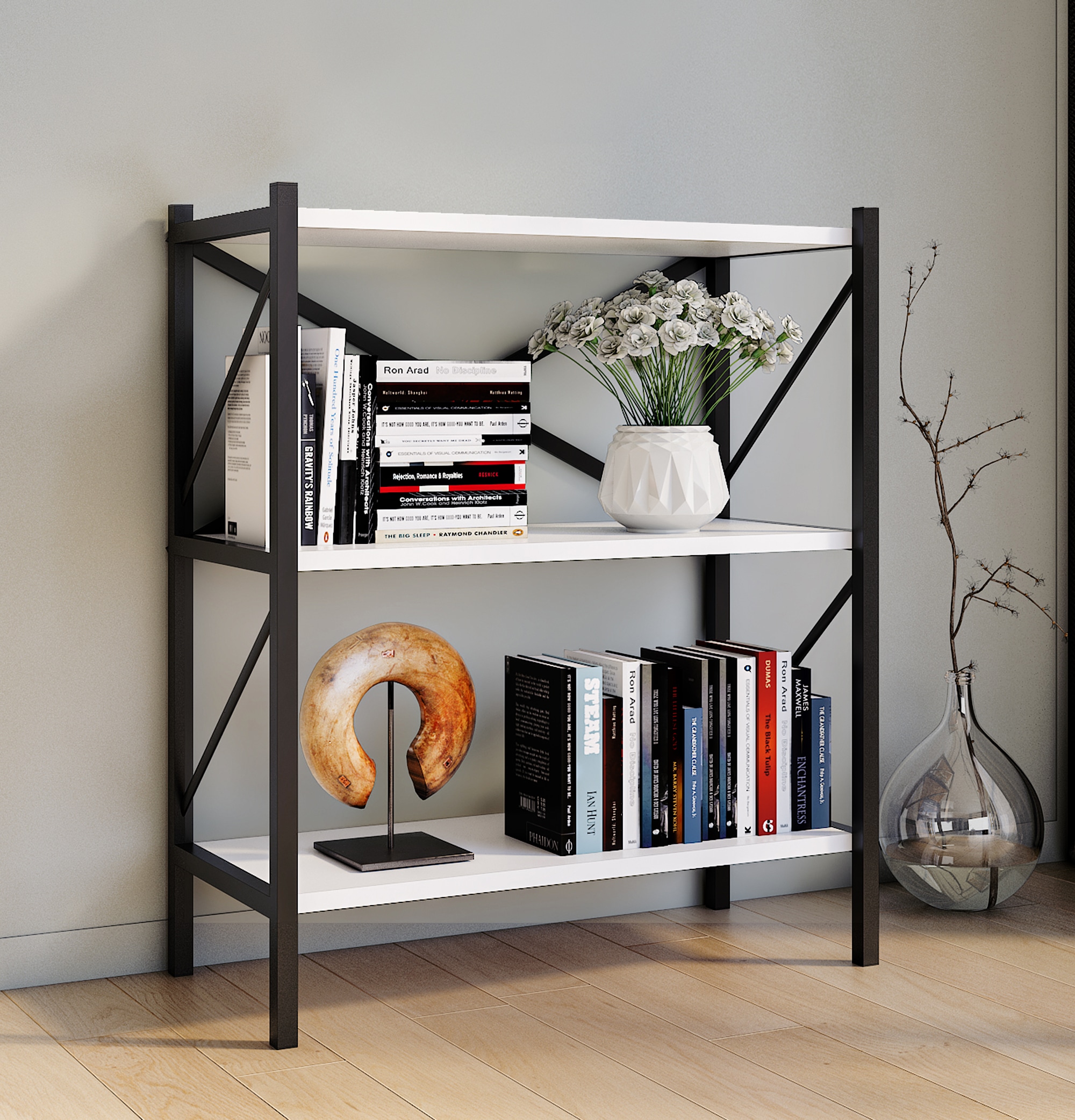 VCM Standregal »Holz Metall Stand Regal Büro Bücher Insasi 2fach«