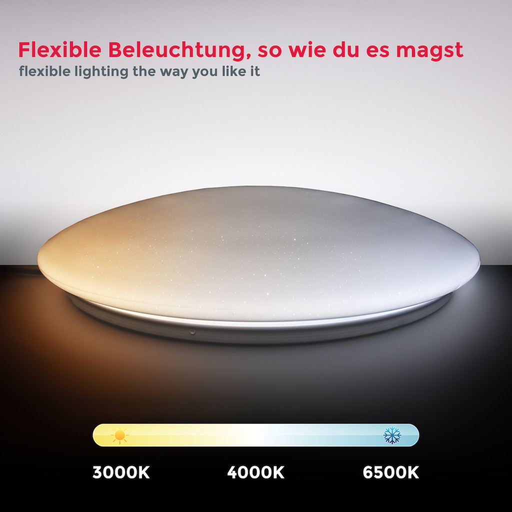 B.K.Licht LED Deckenleuchte, 1 flammig-flammig